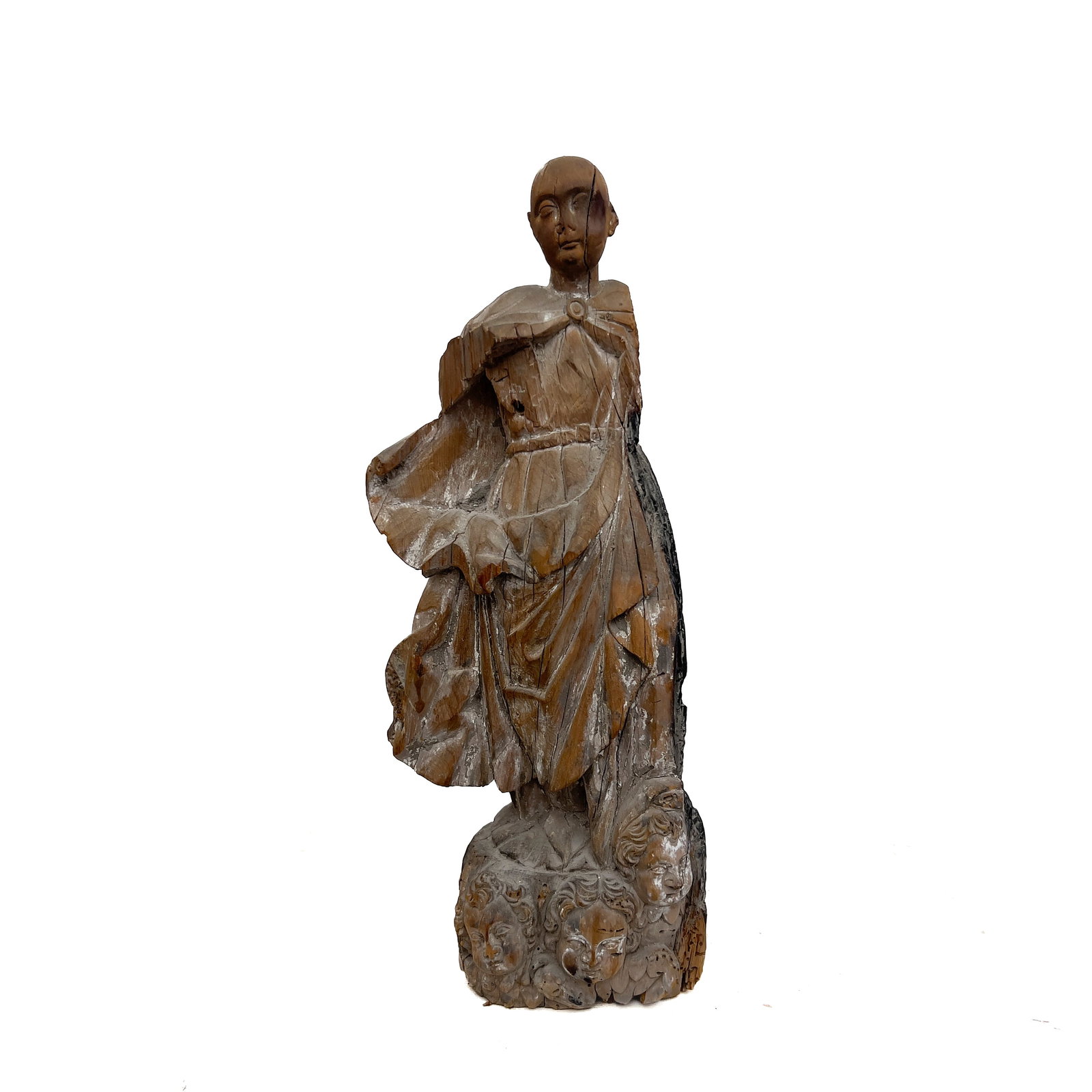 Gothic Style Carved Wood Figure of a Saint with Asian Physiognomy (1 of 8)