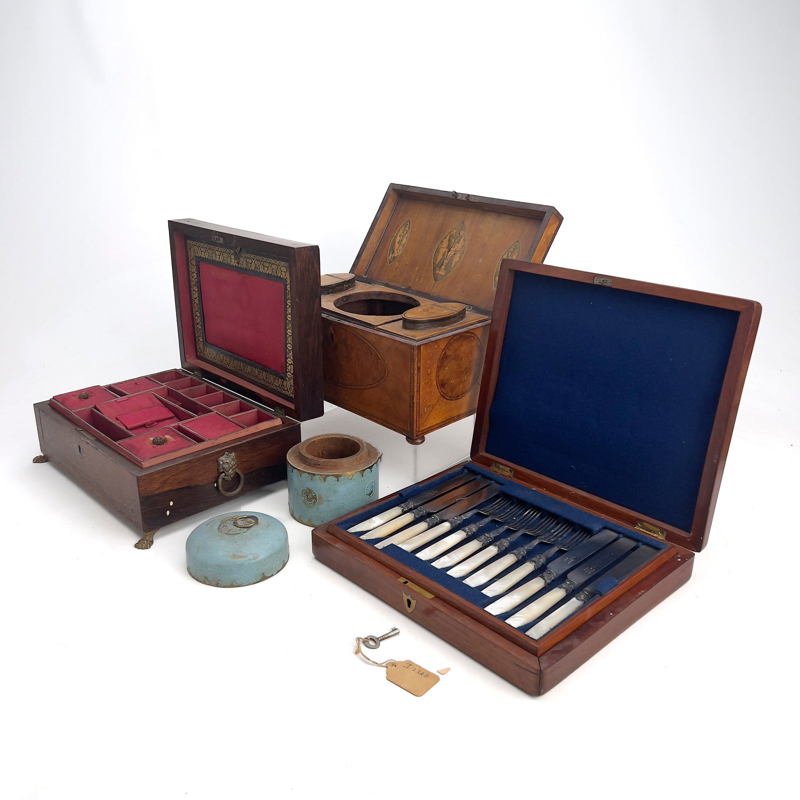 Painted Miniature Commode Jewelry Chest and Assorted Boxes - 2