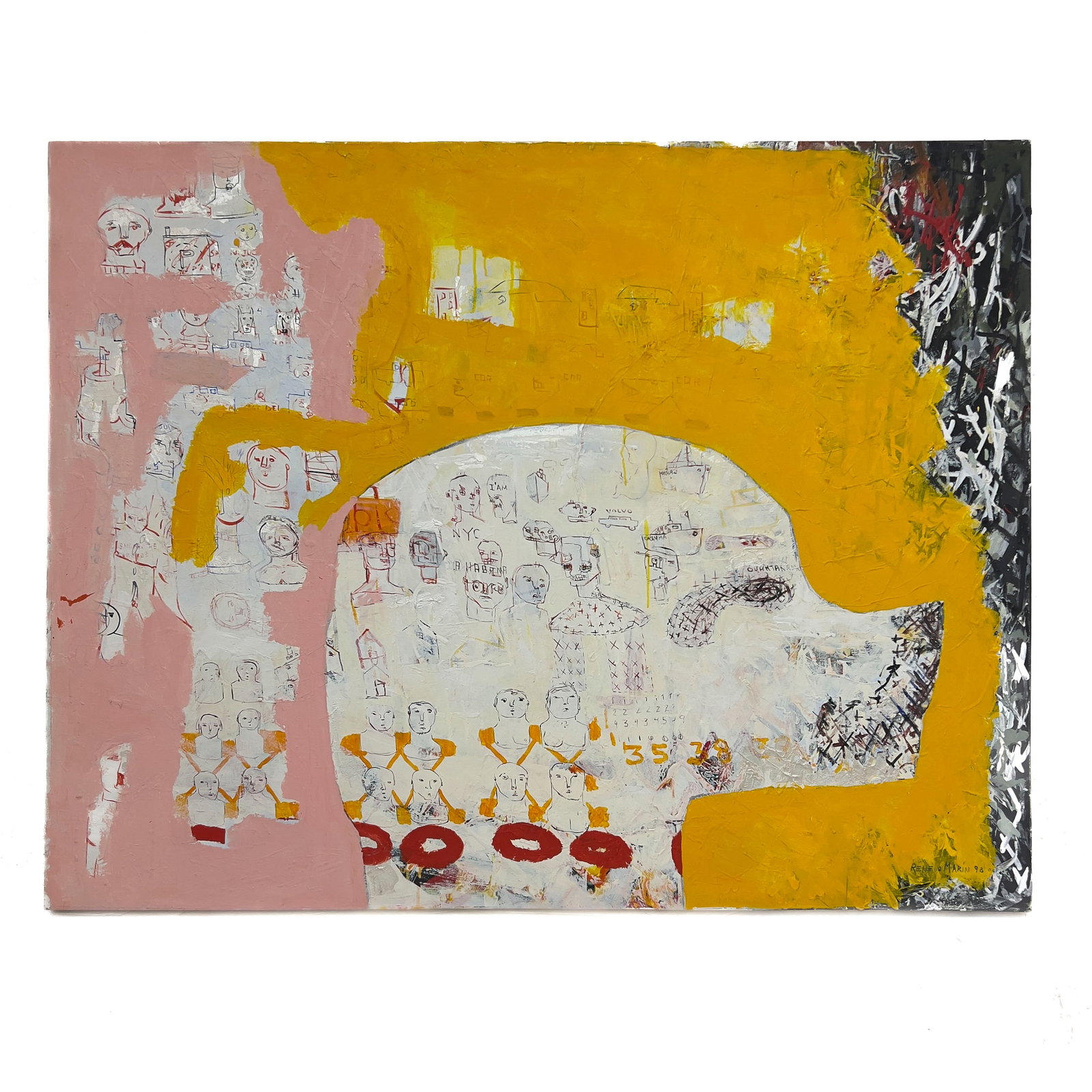 Renelio Marin - Untitled: Lot 11 Renelio Marin Cuban (XX/XXI) Untitled (1998) oil on canvas 45 x 57 1/2 inches signed lower right Frame details: unframed Provenance: The Collection of Rosalía and Humberto Ugobono The