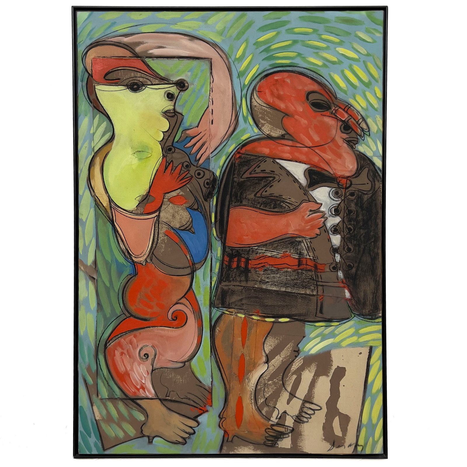 Jesús Desangles - El Presumido: Lot 12 Jesús Desangles Domincan (b. 1961) El Presumido (1991) mixed media on canvas 60 1/2 x 40 1/2 inches signed lower right Frame details: framed, 61 1/4 x 43 inches Provenance: The Collection of