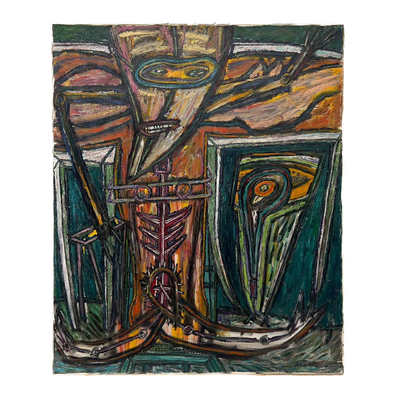 Julio Antonio - Human Structure: Lot 15 Julio Antonio Cuban (1950) Human Structure (1985) acrylic on canvas 60 x 50 inches signed Frame details: unframed Provenance: The Collection of Rosalía and Humberto Ugobono The U