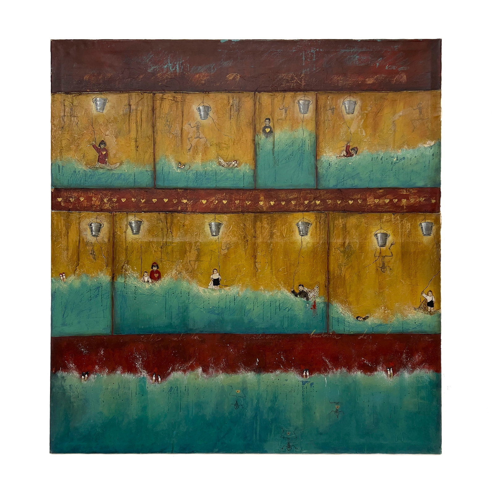 Ana Fabry - Dos Veces del Mismo Rio: Lot 17 Ana Fabry Argentinian (b. 1963) Dos Veces del Mismo Rio mixed media on canvas 58 x 54 3/4 inches signed verso Frame details: unframed Provenance: The Collection of Rosalía and Humberto