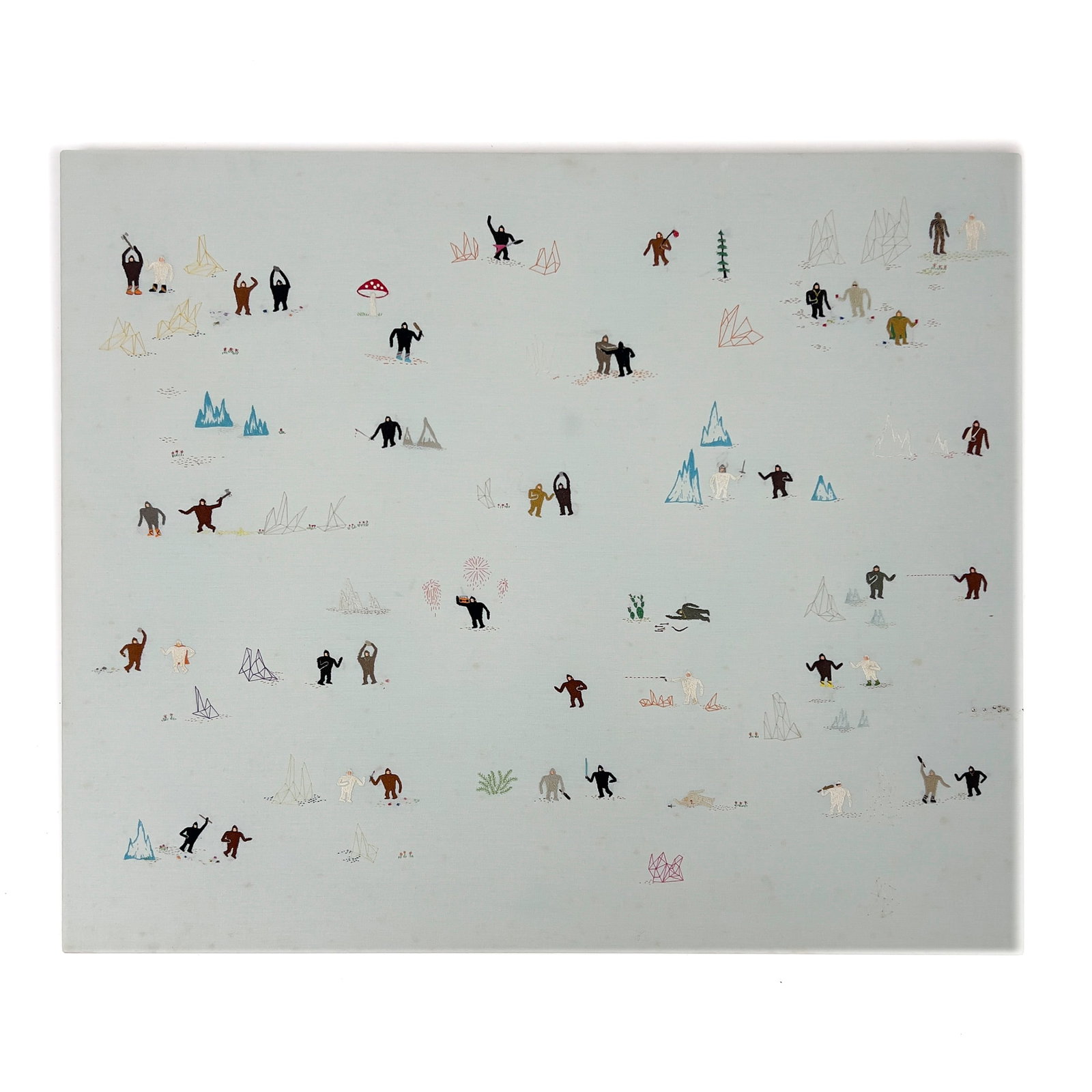 Megan Whitmarsh - Modern Yeti: Lot 20 Megan Whitmarsh American (b. 1972) Modern Yeti (2005) embroidery on fabric 30 x 36 inches signed on stretcher verso Frame details: unframed Provenance: The Collection of Rosalía and Humberto