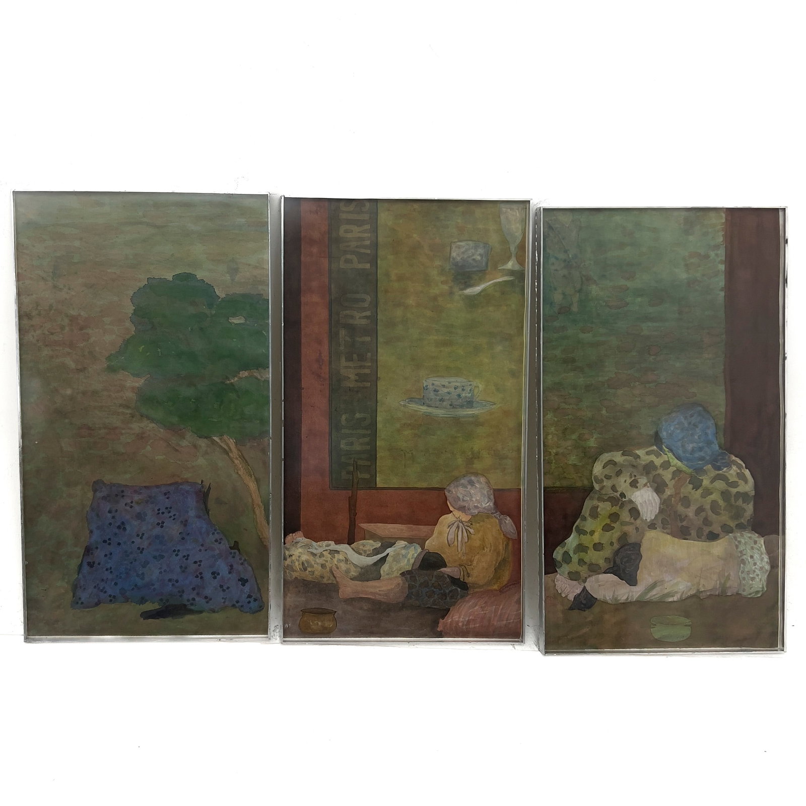Elie Abrahami - triptych: Lot 23 Elie Abrahami Iranian (b. 1941) triptych (1991) watercolor on paper each: 42 3/4 x 23 inches signed lower right of one panel Frame details: framed, each 43 3/4 x 24 inches Provenanc
