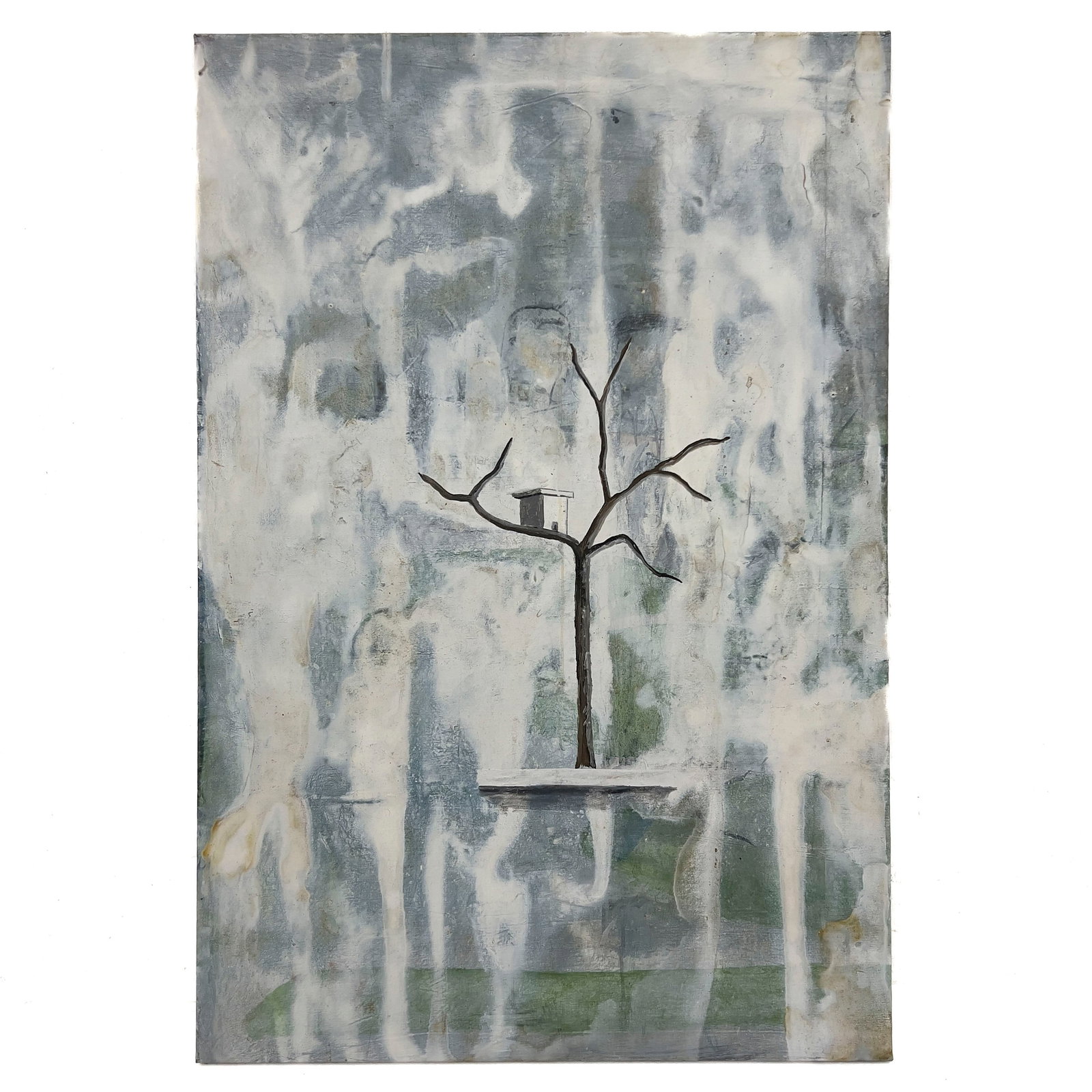 Martin Reyna - Repisa con Arbol: Lot 68 Martin Reyna Argentinian (b. 1964) Repisa con Arbol (1992) oil on canvas 46 1/4 x 31 1/2 inches signed verso Frame details: unframed Provenance: The Collection of Rosalía and Humberto Ugobono