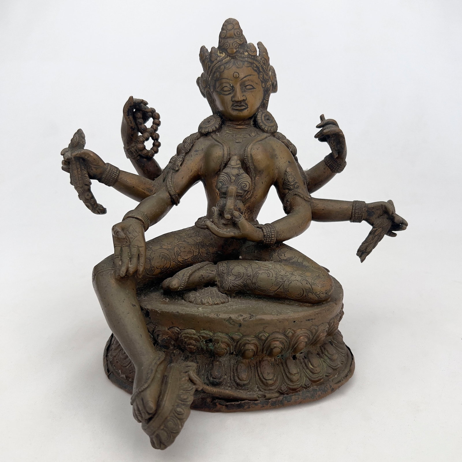 Sino-Tibetan Patinated Bronze Figure of Vasudhara (1 of 5)