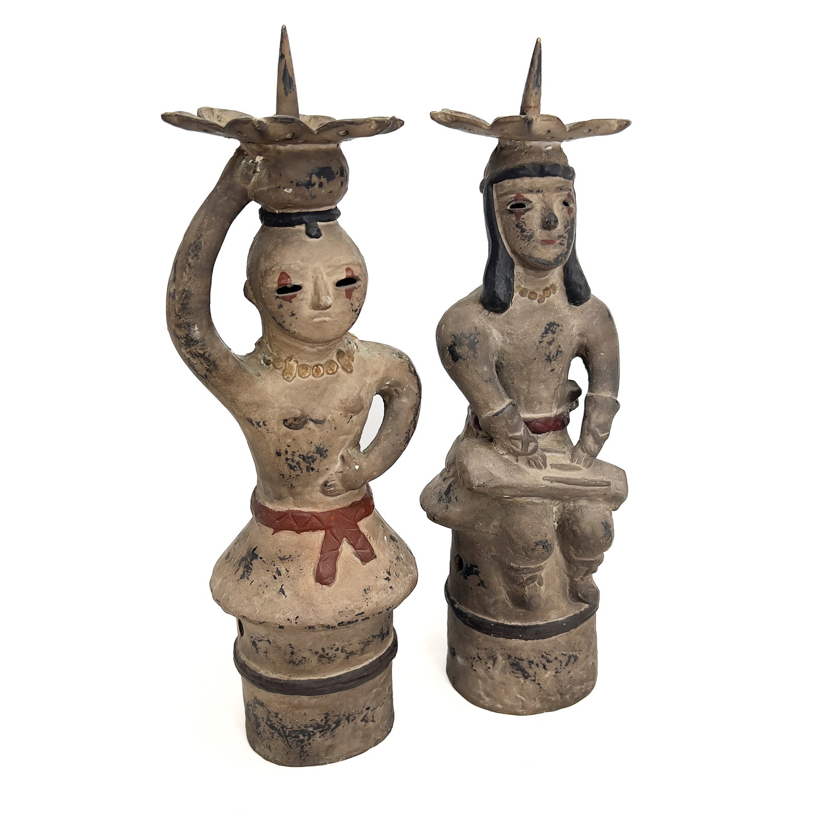 A Pair of Chinese Bronze or Brass Figural Candlesticks (1 of 4)