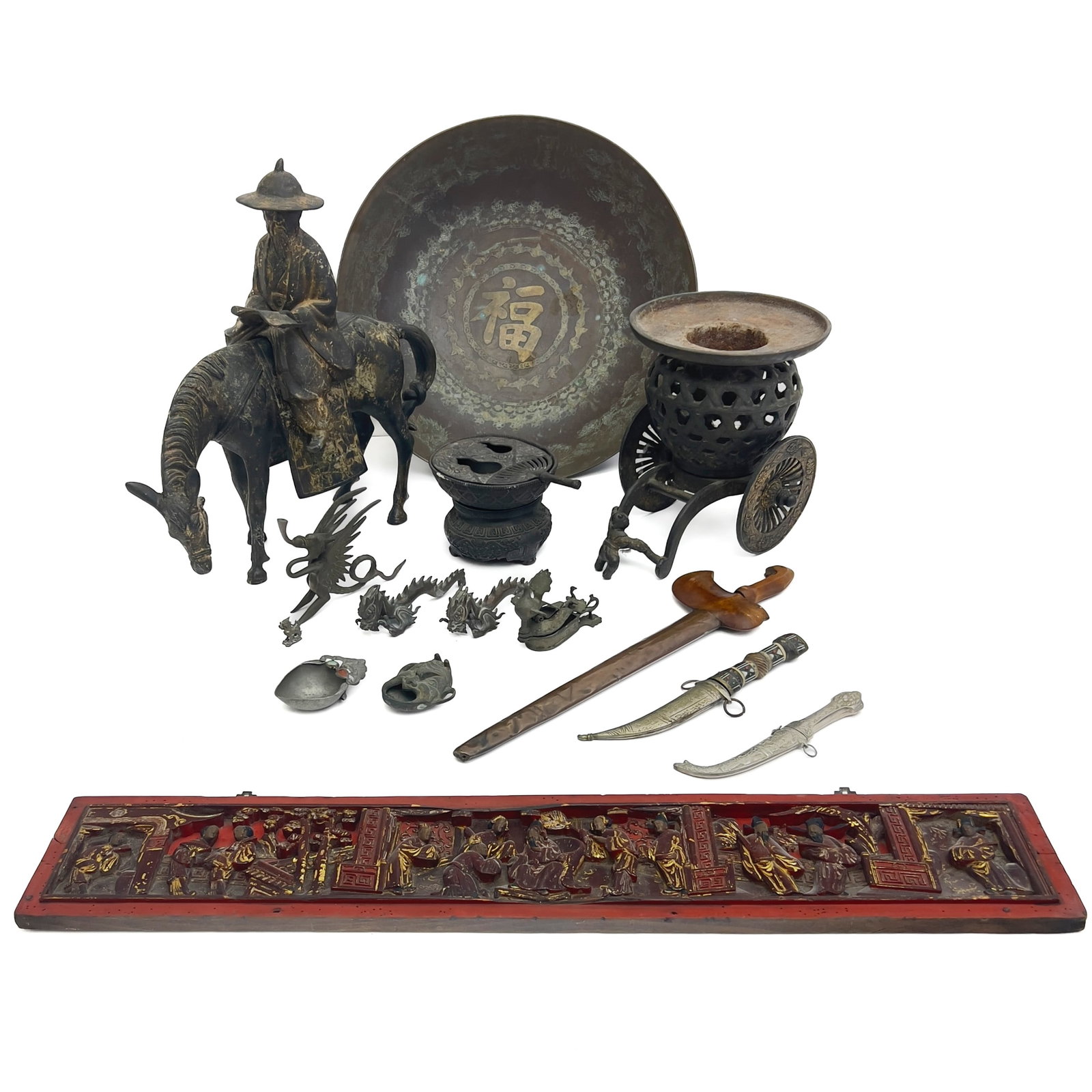 Ethnographic Artifacts, Decorative Metalwork, and a Wood Carving, Southeast and East Asian (1 of 5)
