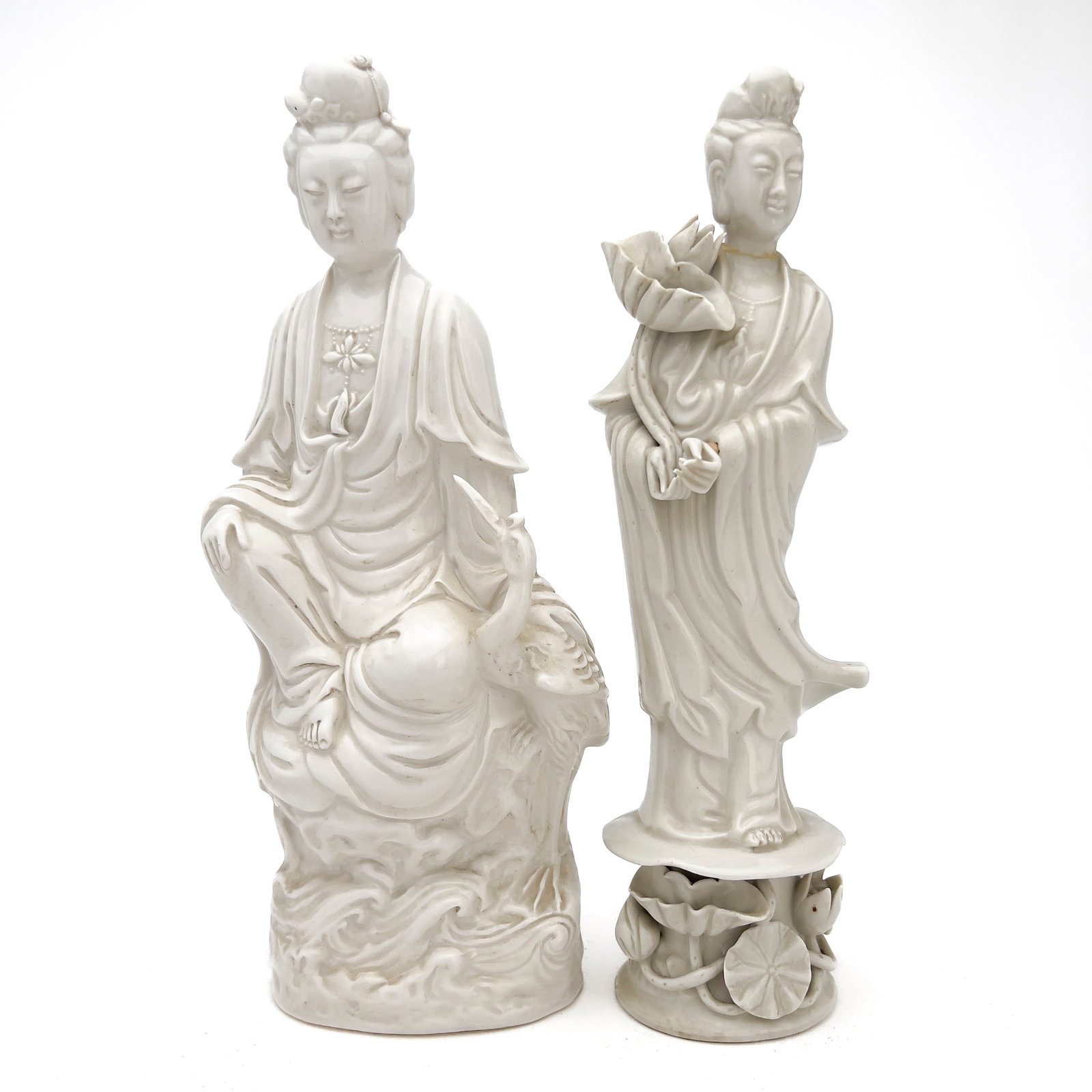 Two Chinese Blanc de Chine Figures of Kwan Yin (1 of 7)