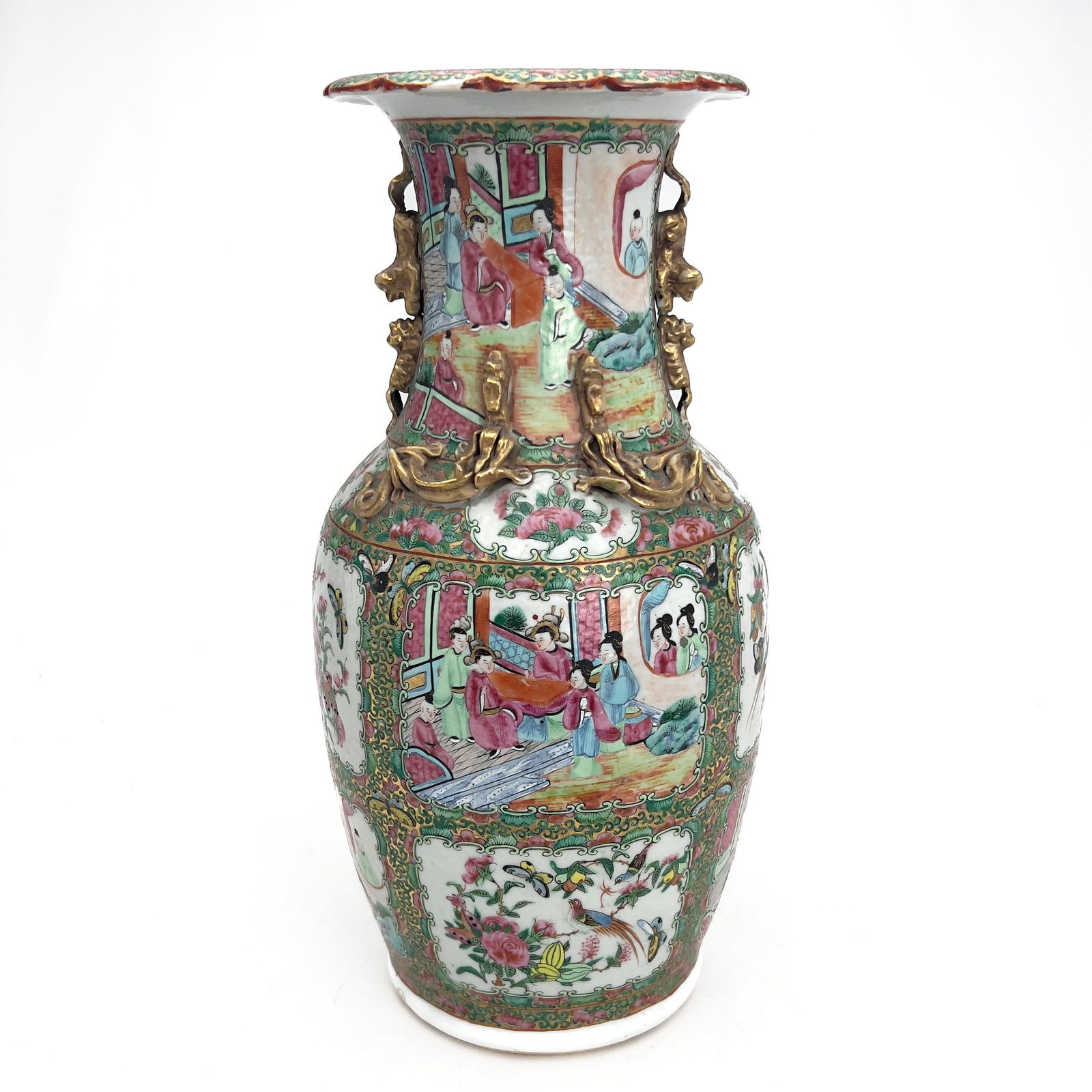 Chinese Canton Rose Medallion Porcelain Baluster Vase (1 of 5)