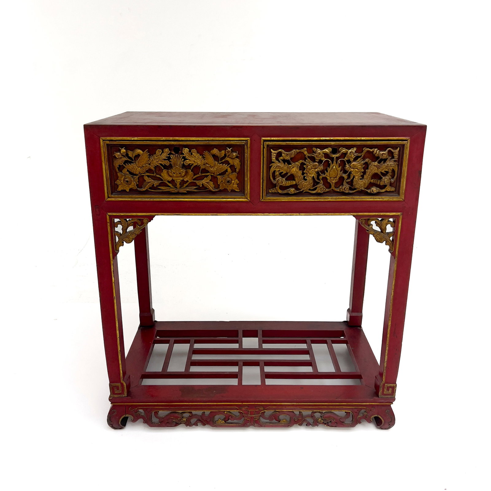 A Chinese Carved and Gilt Red Lacquer Altar Table (1 of 4)