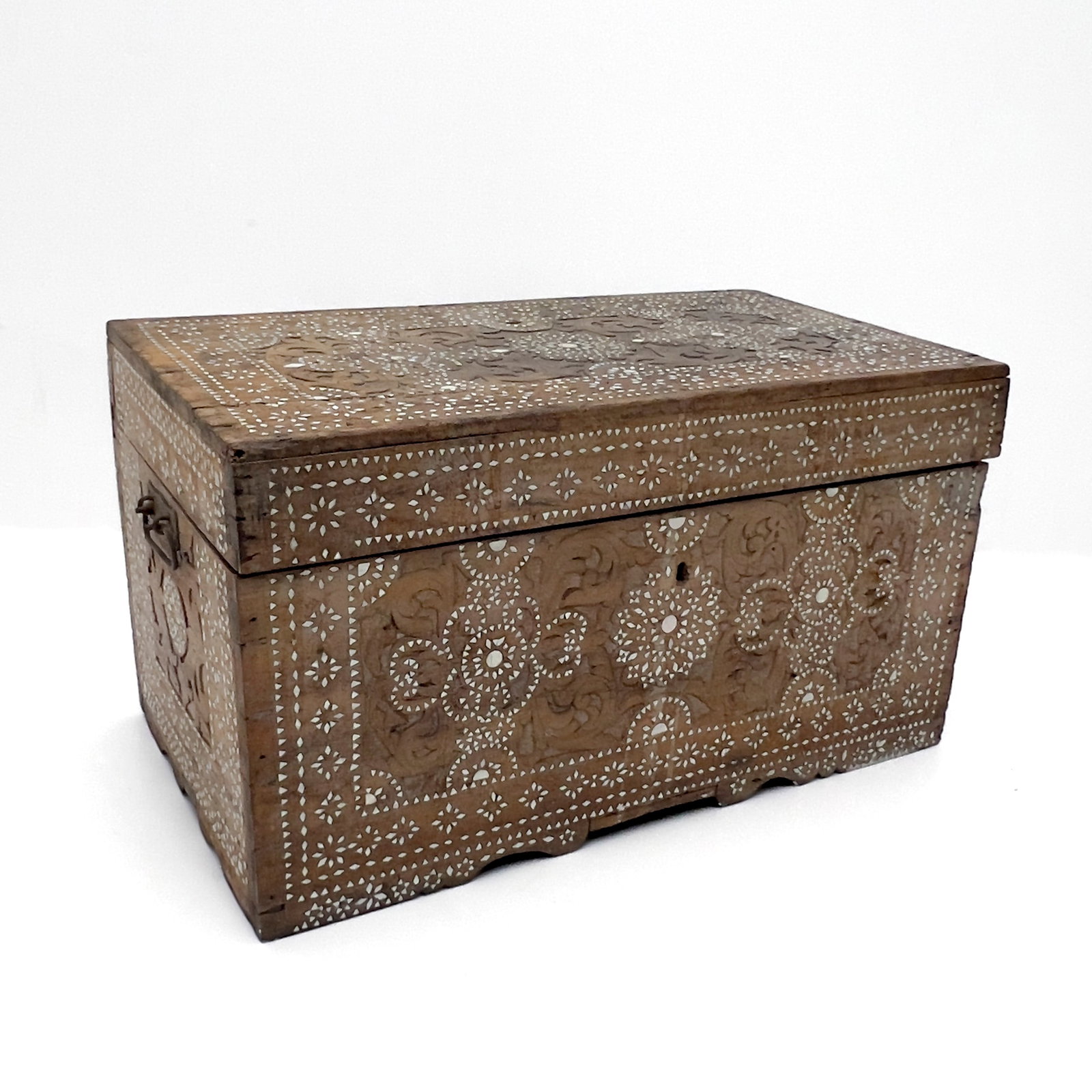 An Anglo-Indian or Middle Eastern Mother-of-Pearl Inlaid Hardwood Trunk, 19th Century (1 of 6)