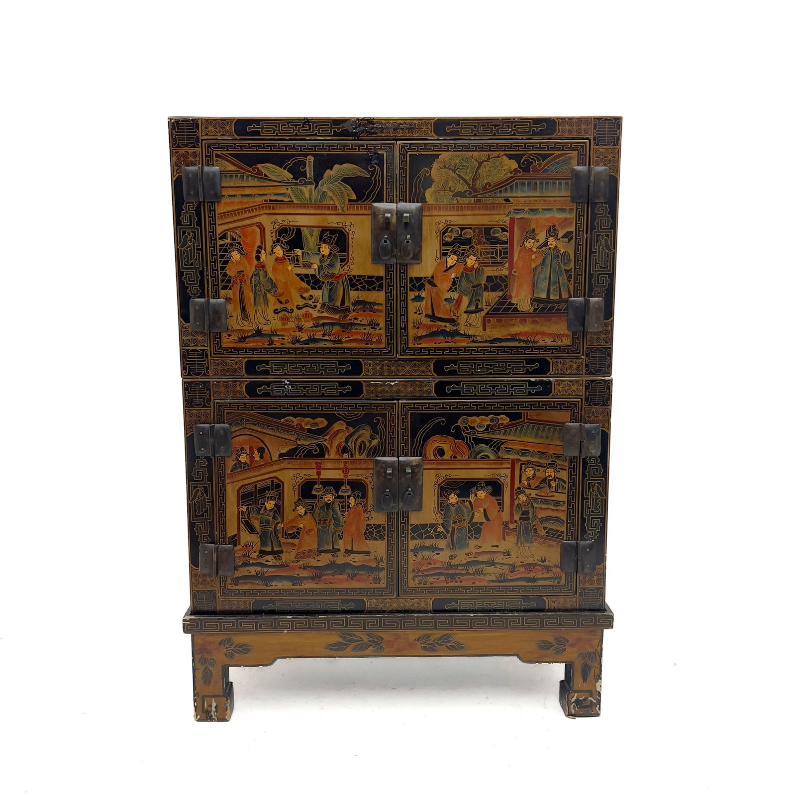 A Chinese Chinoiserie Black Lacquer Stacking Wedding Cabinet (1 of 7)