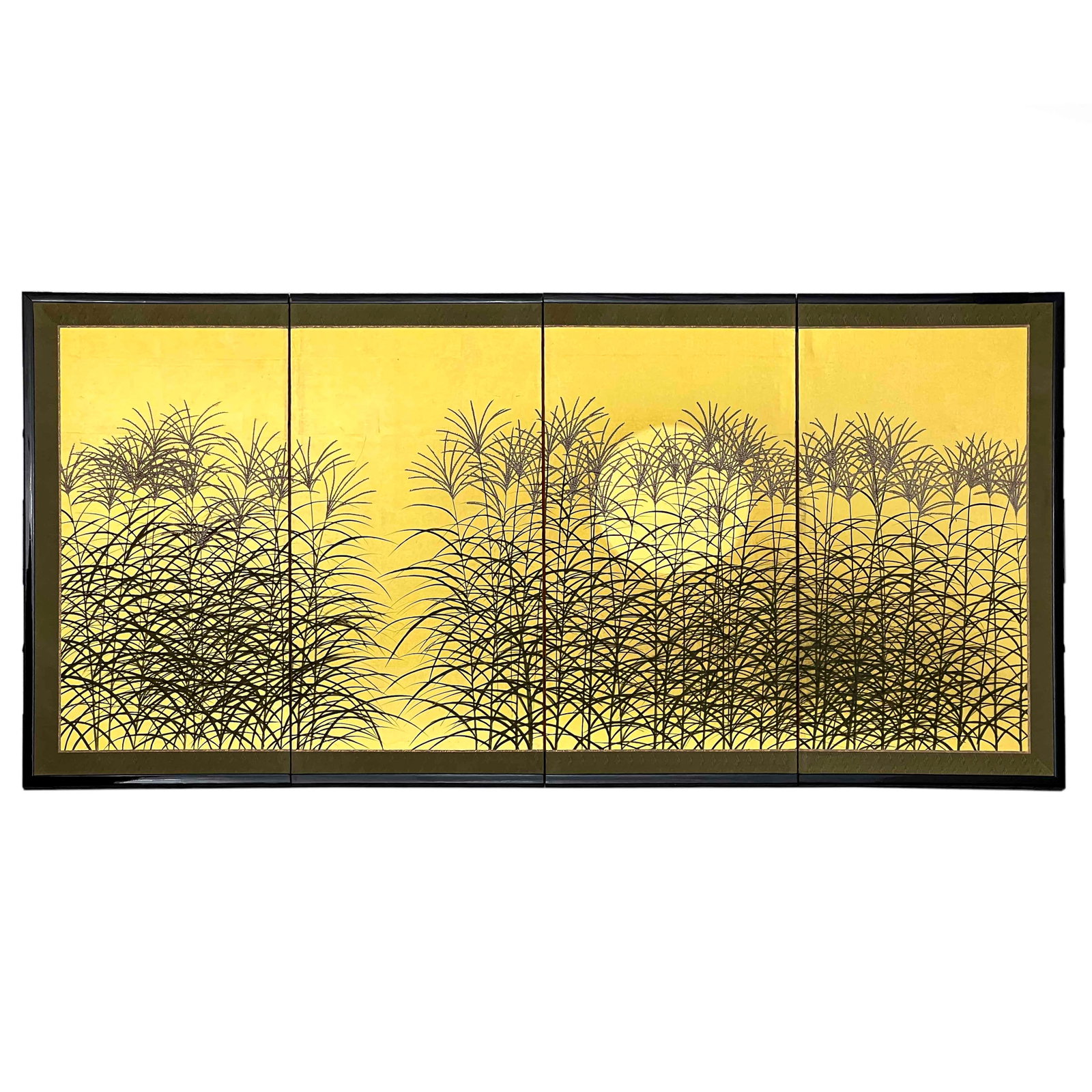 Japanese Painted Four-Panel Folding Screen (Byobu) (1 of 4)
