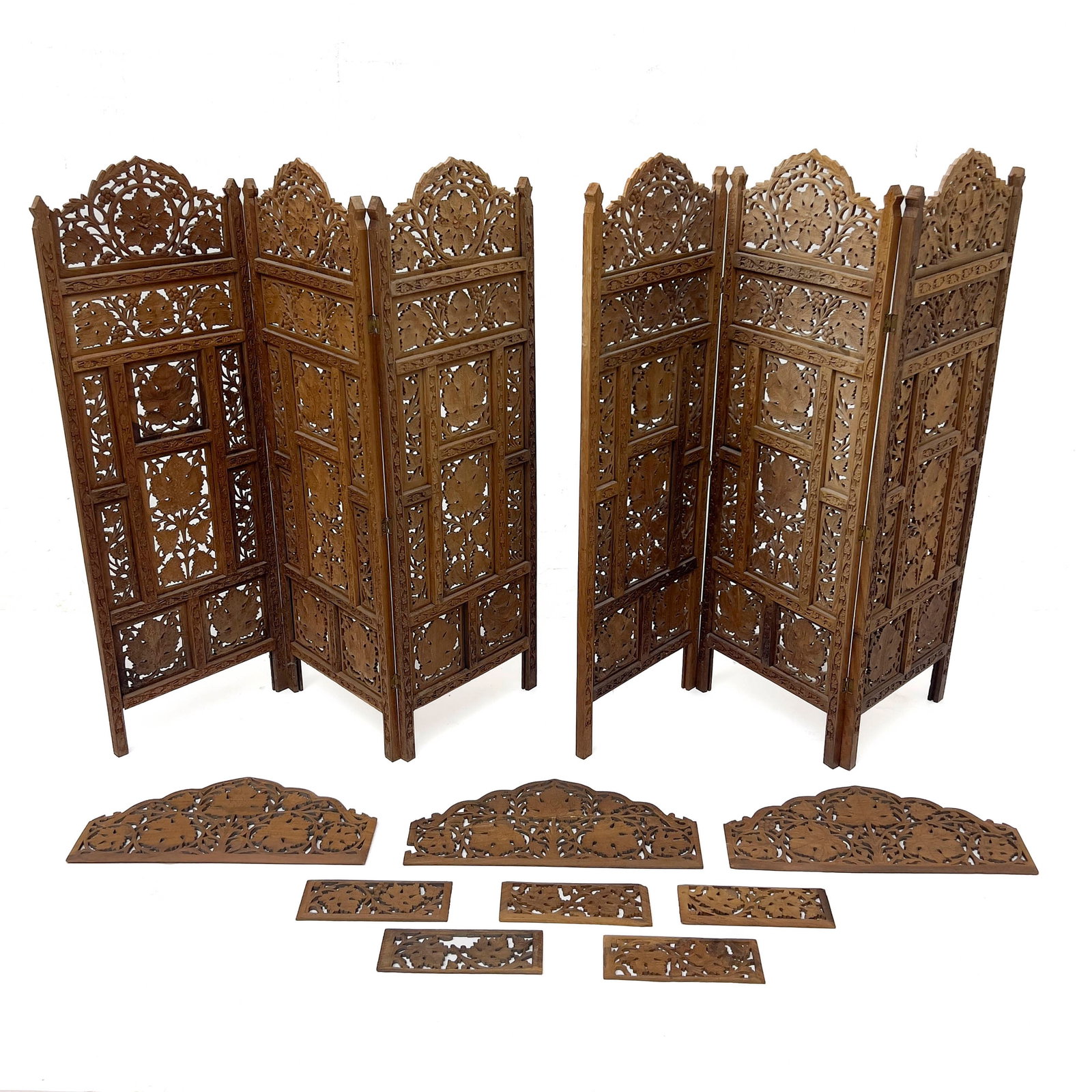 A Near Pair of Chinese Teakwood Table Screens with Additional Screen Inserts (1 of 5)
