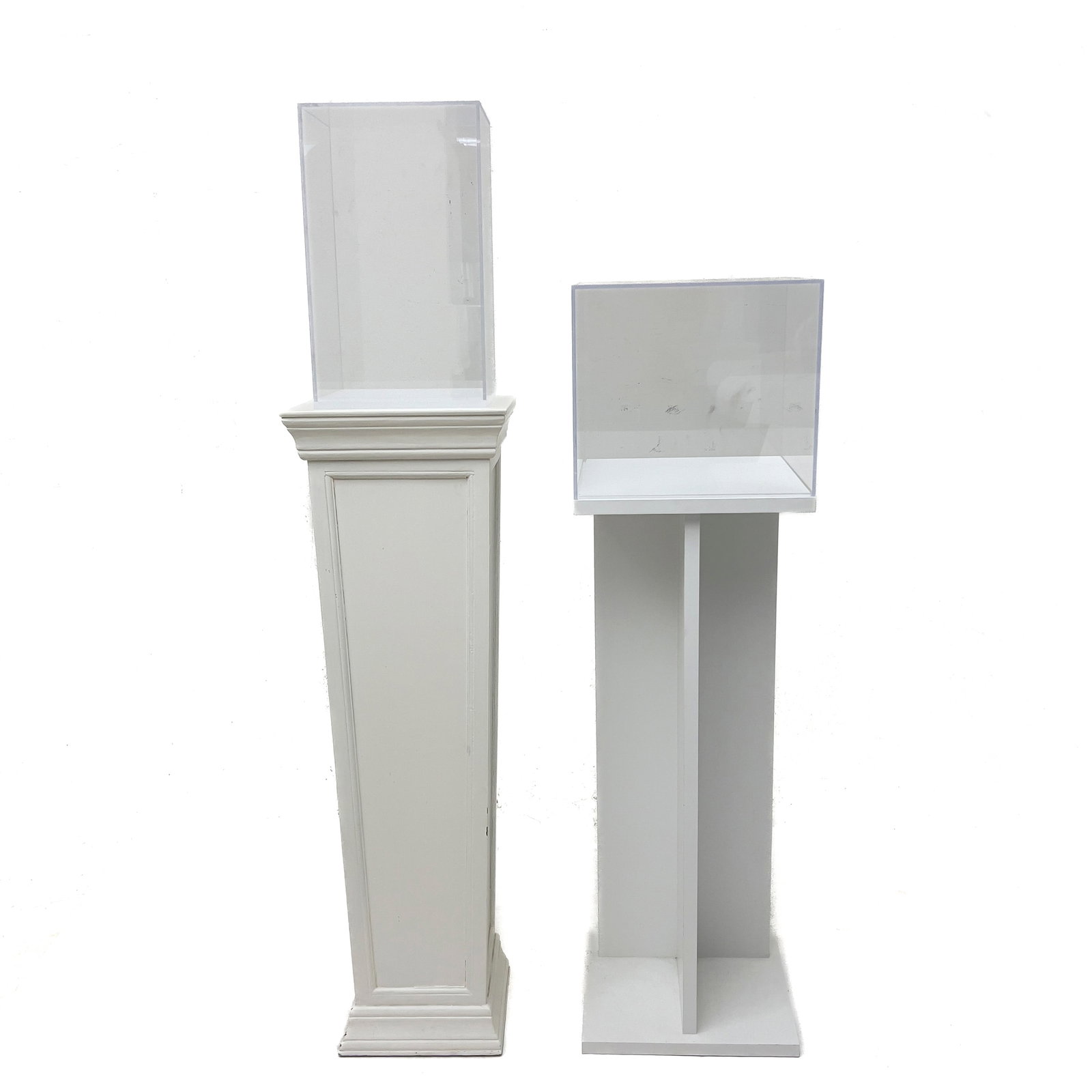 Two Painted Wood and Plexiglass Display Pedestals (1 of 3)
