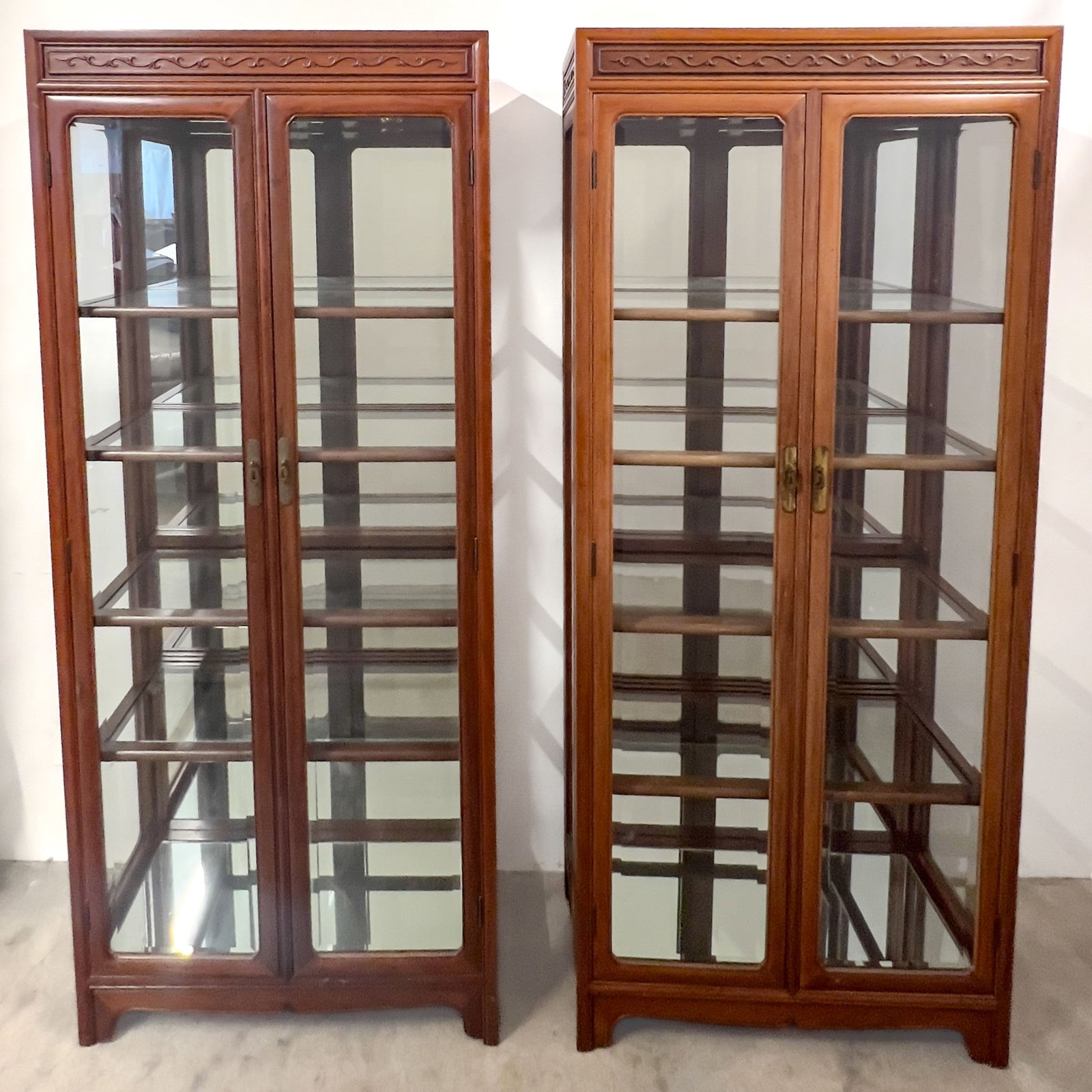 Pair of Chinese Hardwood Vitrines (1 of 4)