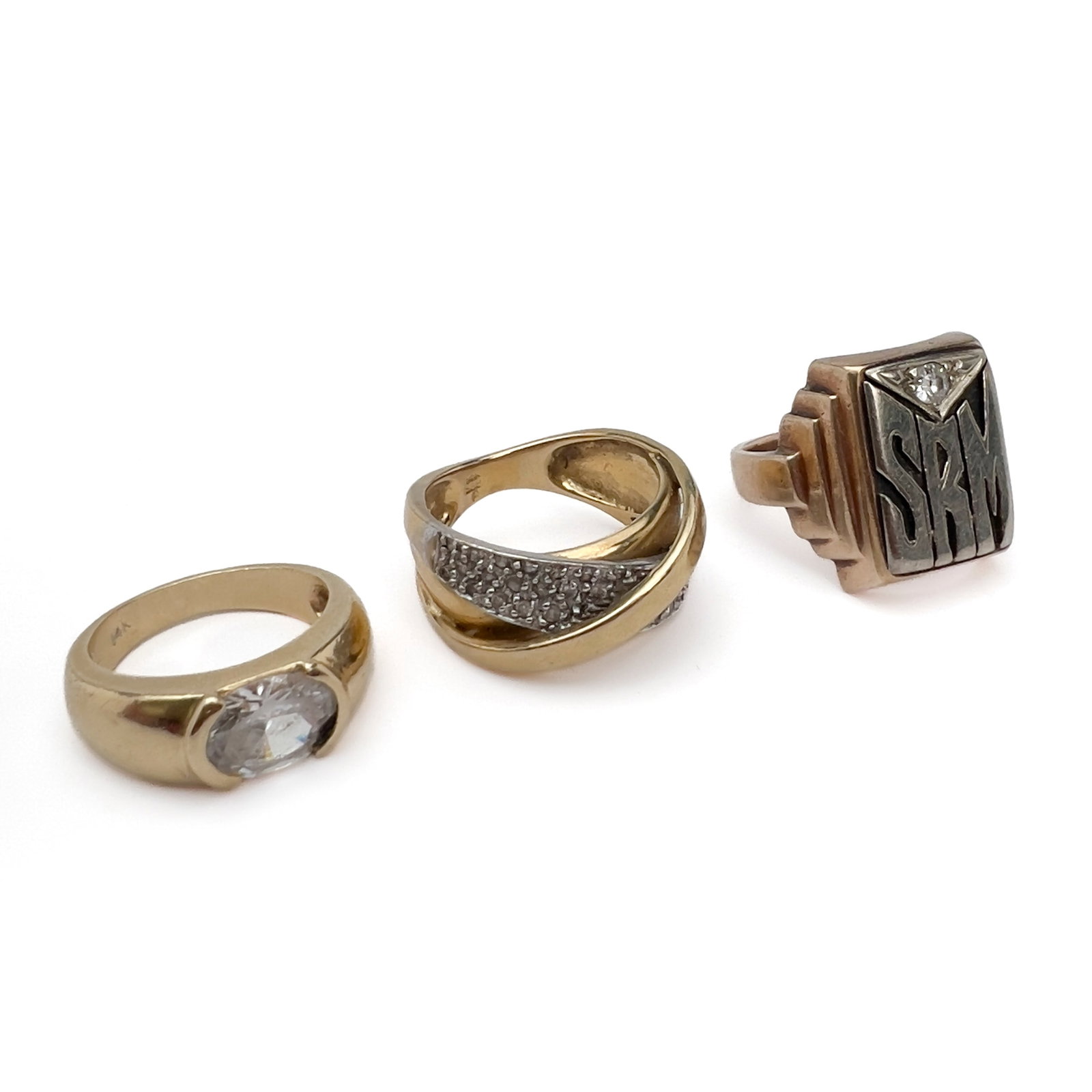 A three-piece 14k gold statement ring lot (1 of 5)