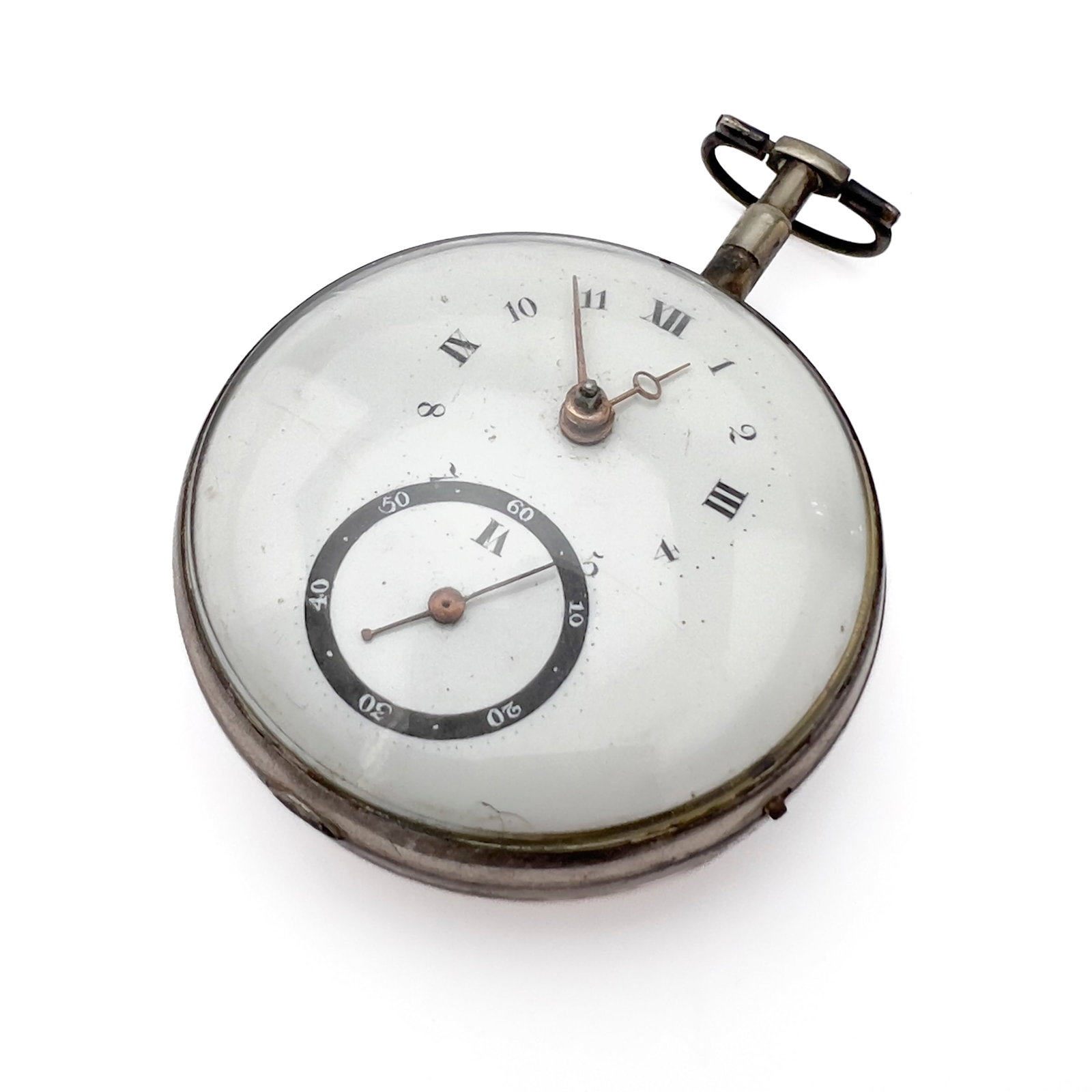George III Sterling Silver Pair Case Pocket Watch, H. Selkirk, London: Lot 140 George III Sterling Silver Pair Case Pocket Watch, H. Selkirk, London (1779) Sterling silver, enamel, steel, glass 3 x 2 1/2 x 1 inches stamped Description: An open-face sterling silver pair c