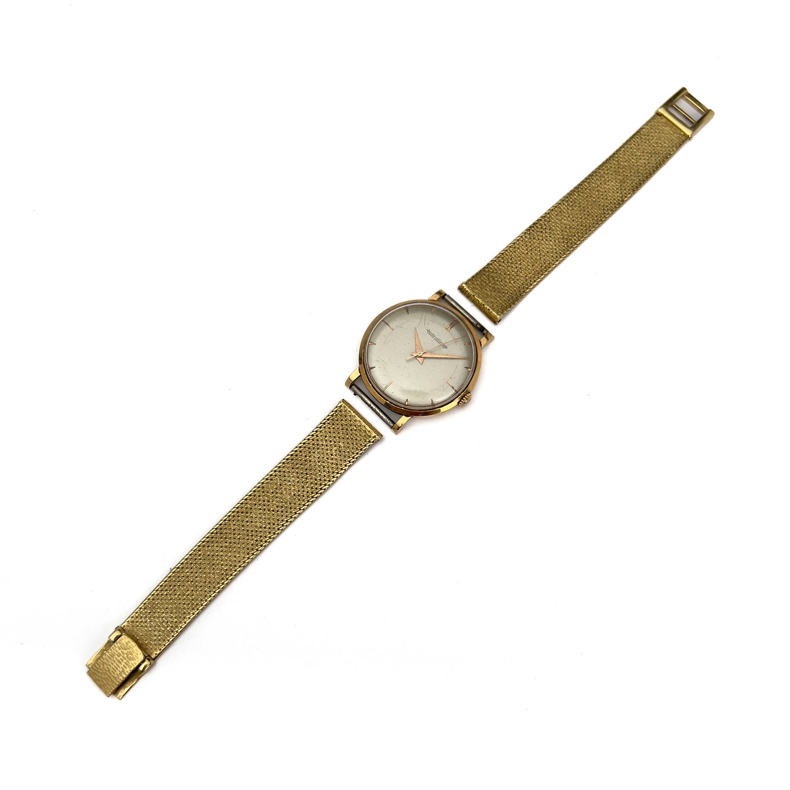 Jaeger-LeCoultre - A Vintage 18k Yellow Gold Gentleman's Wristwatch with Detached Mesh Band (1 of 4)
