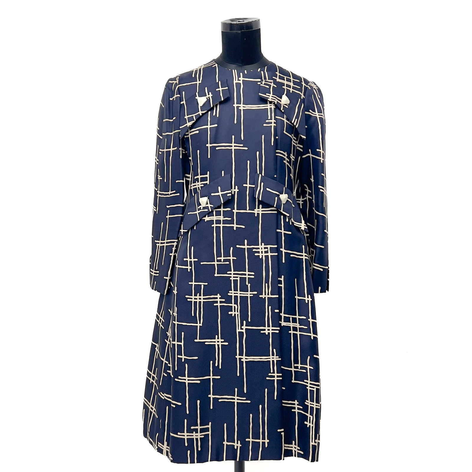 Galanos Blue Patterned Dress (1 of 6)