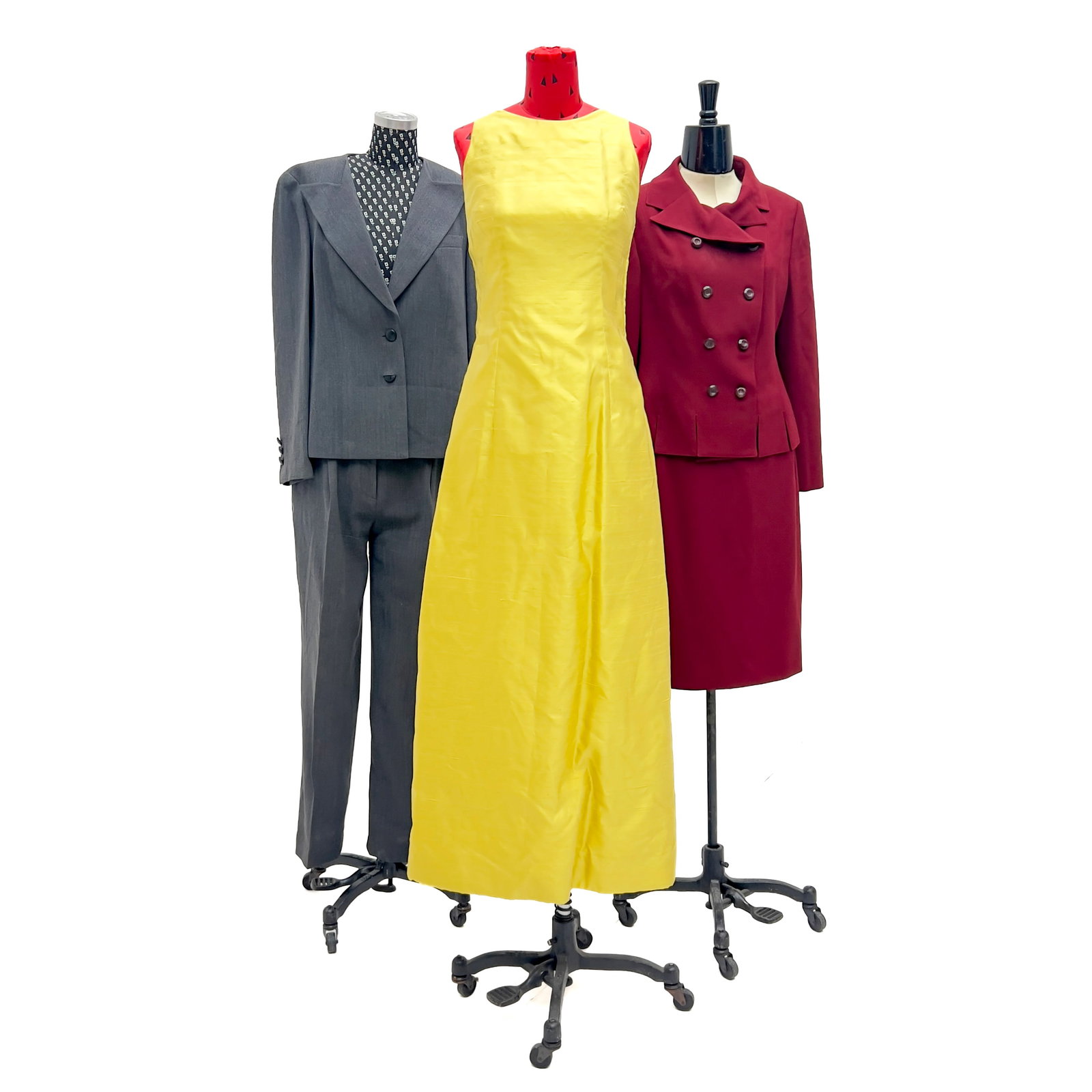 A Five-Piece Apparel Group, Louis Féraud: Lot 177 A Five-Piece Apparel Group, Louis Féraud (Late 20th Century) Wool blend fabric, silk, fabric labeled Description: A Louis Féraud five-piece apparel group, comprising a two-piece red