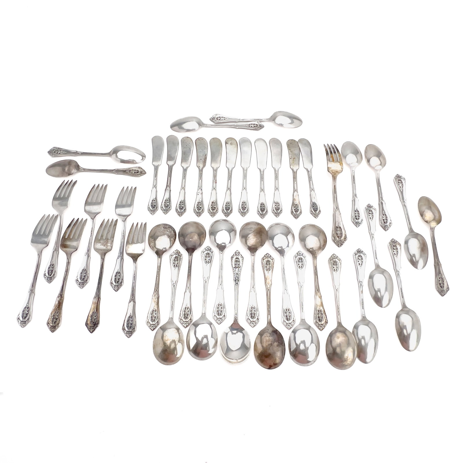 Wallace - Partial \”Rose Point\” Sterling Silver Flatware Set - 2