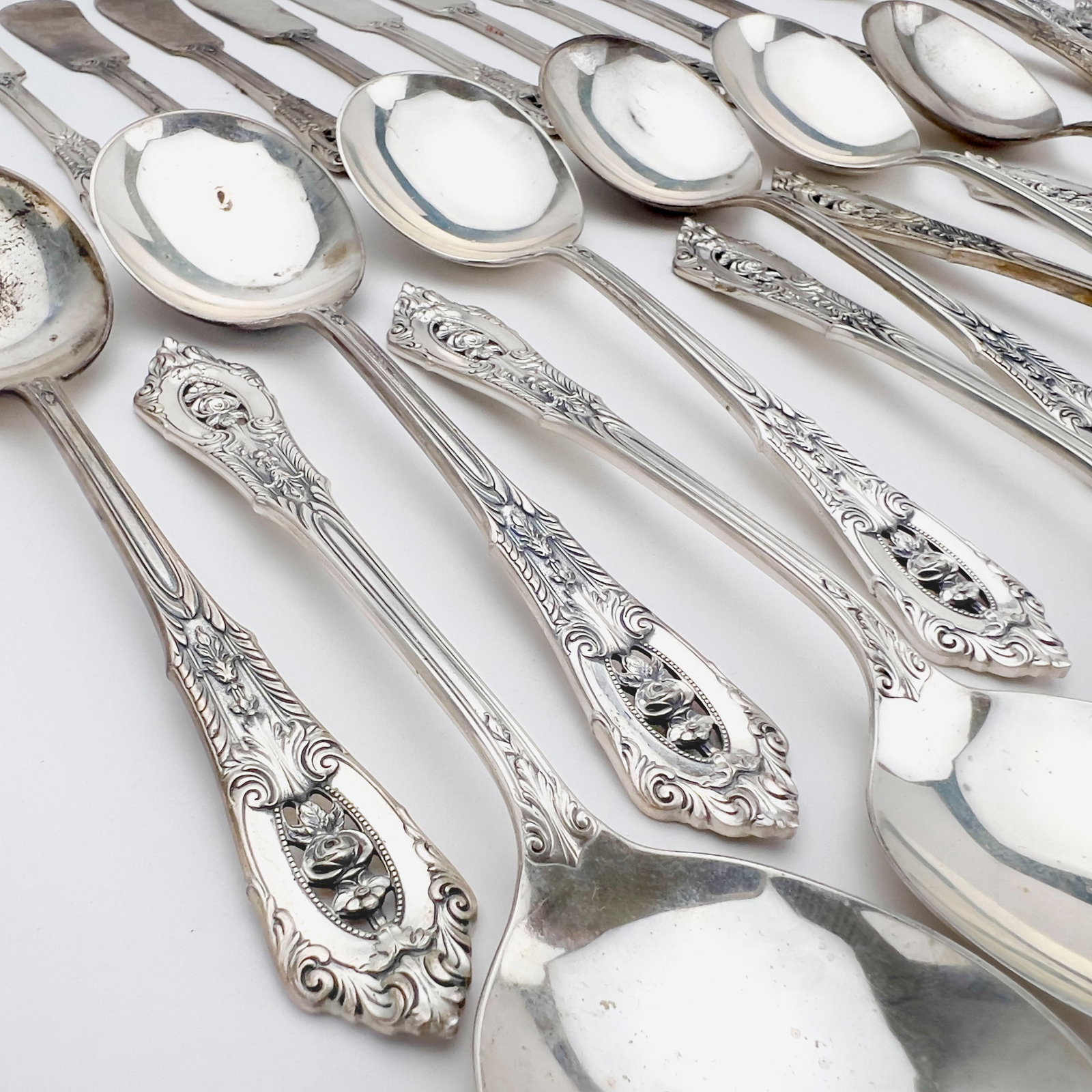 Wallace - Partial \”Rose Point\” Sterling Silver Flatware Set - 3