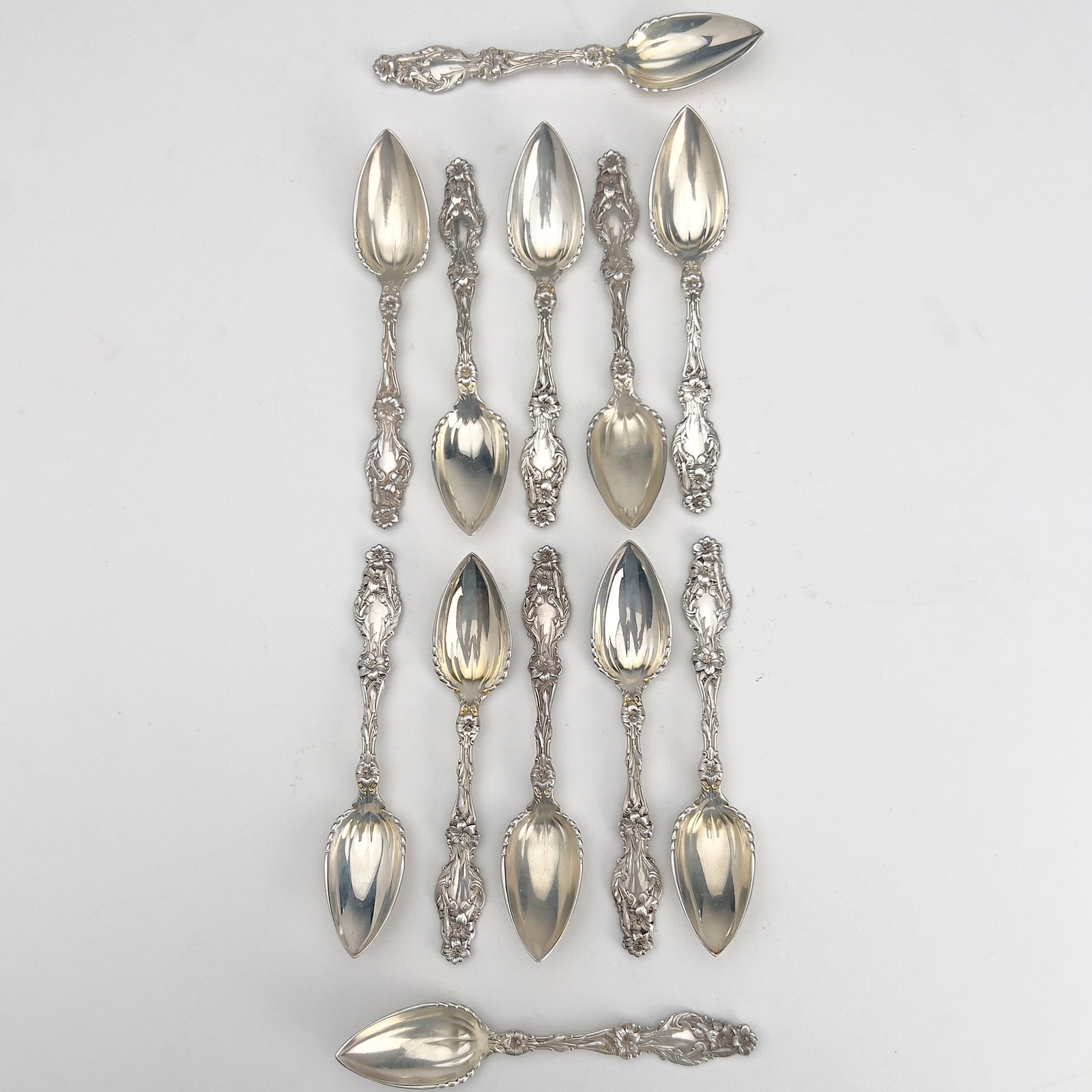 C.D. Peacock - Twelve American Sterling Silver Grapefruit Spoons (1 of 4)