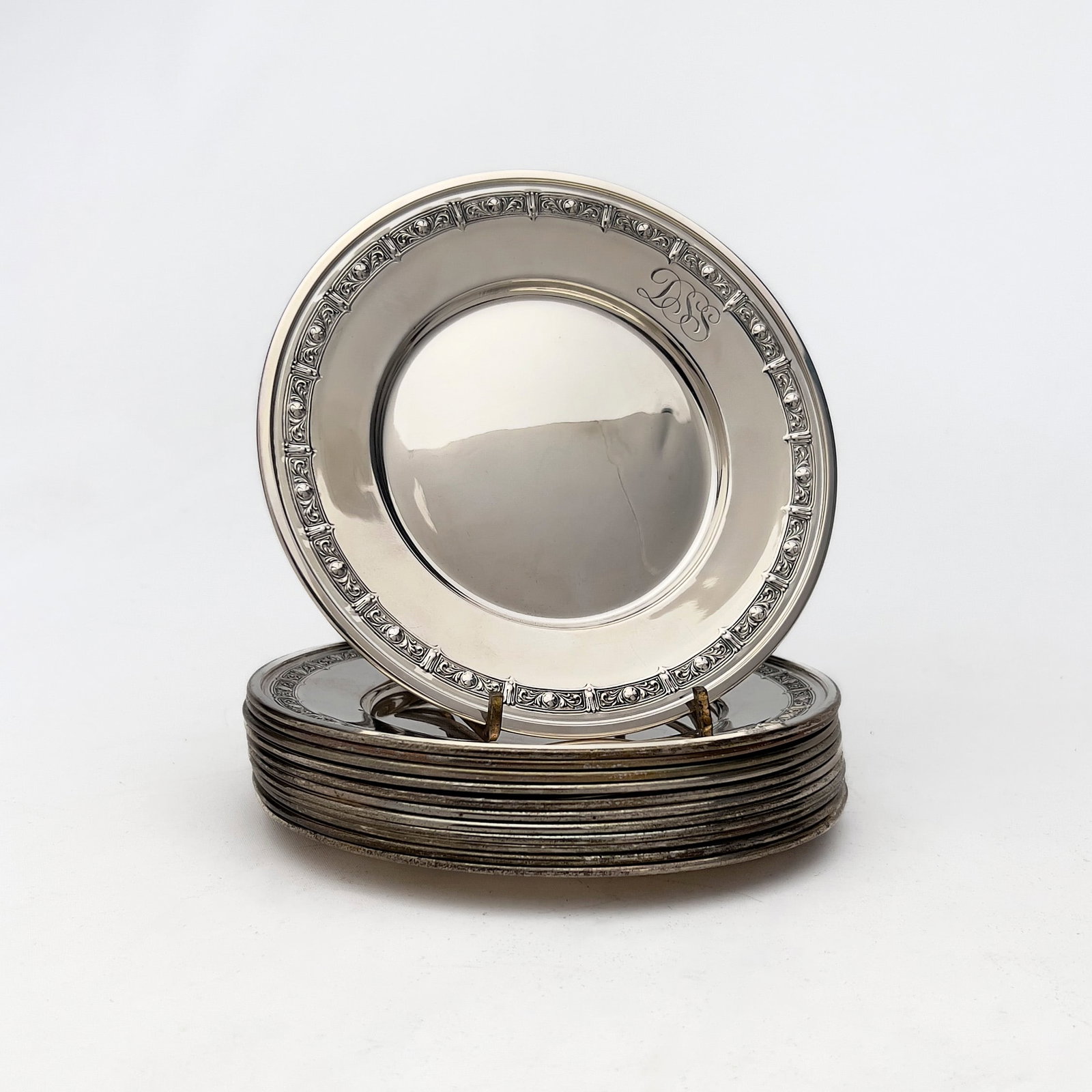 Gorham - Set of Twelve Sterling Silver Bread and Butter Plates: Lot 210 Gorham American Manufacturer (Founded 1831) Set of Twelve Sterling Silver Bread and Butter Plates (Early 20th Century) sterling silver diameter each: 6 3/8 inches stamped Description: 12 c