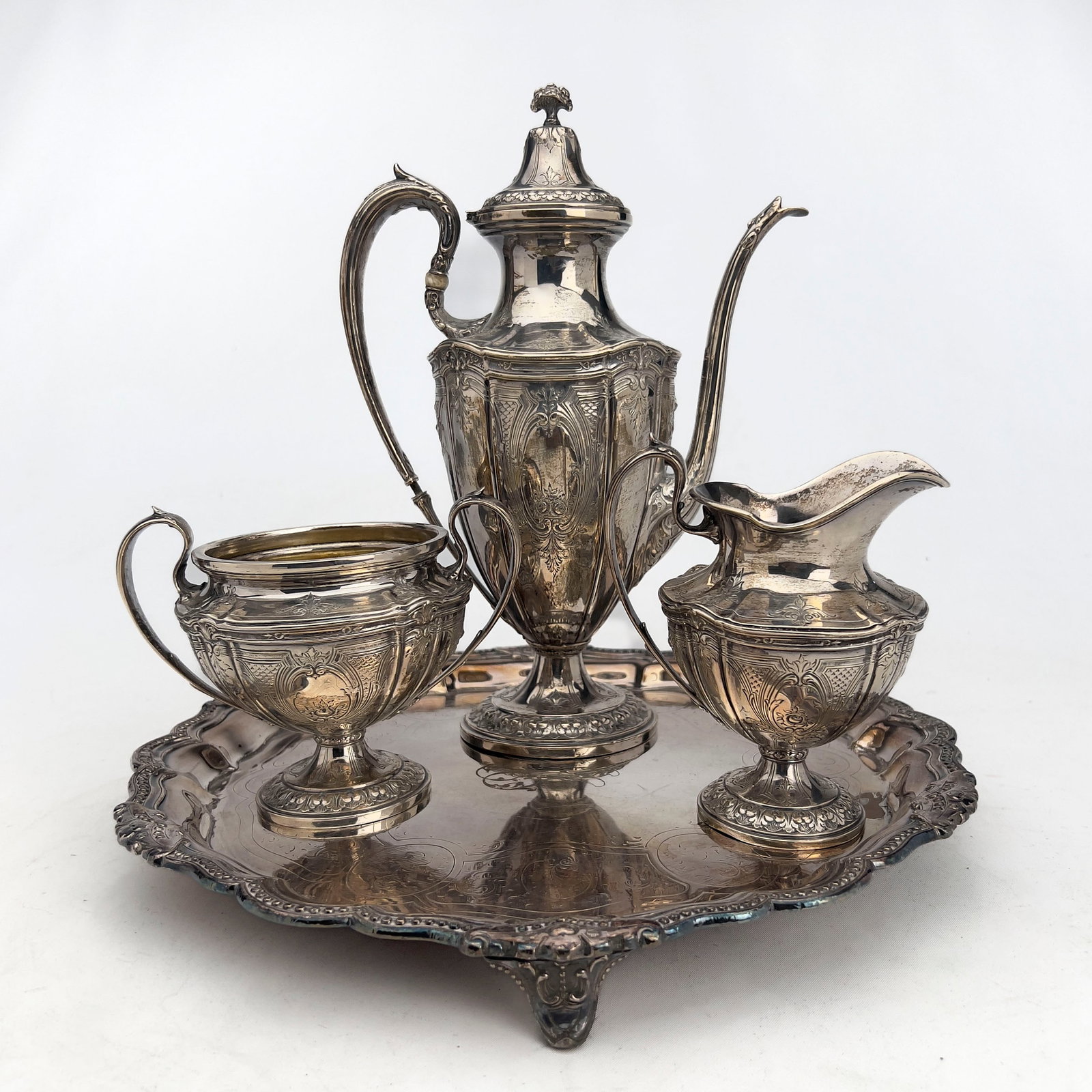 Theodore B. Starr - Four-Piece Coffee Service in Sterling Silver with Accompanying Silver-Plated (1 of 5)