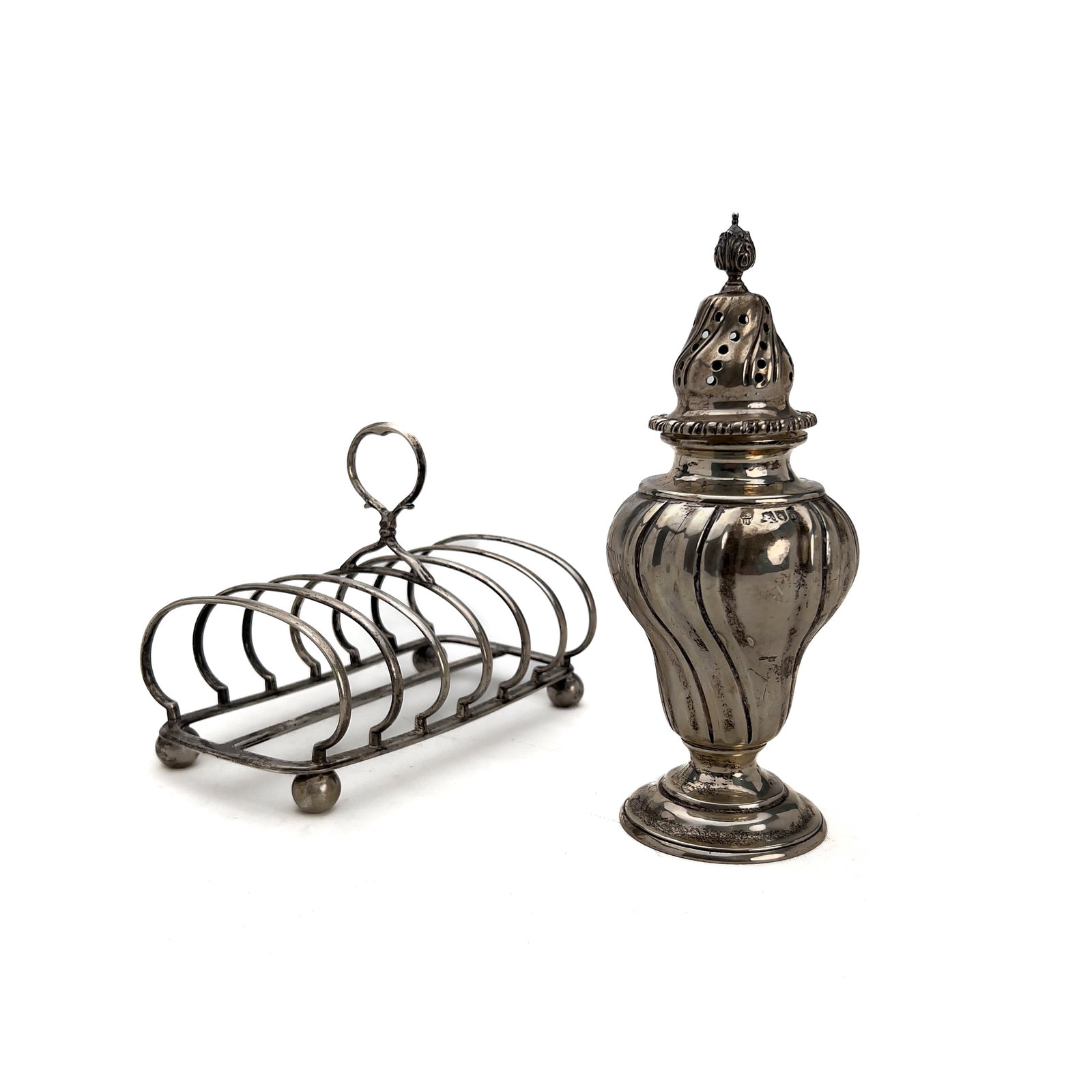 A Victorian Sterling Silver Toast Rack and an Edwardian Sterling Silver Sugar Caster (1 of 4)