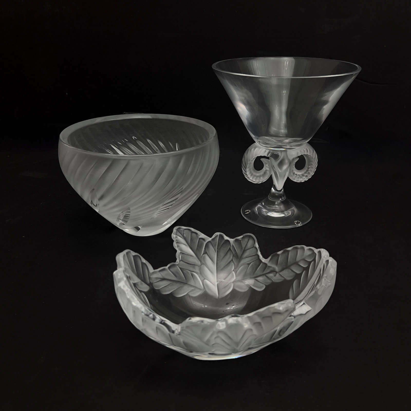 Lalique - Collection of French Frosted and Clear Crystal Vessels, Including \”Aries\” (1 of 7)