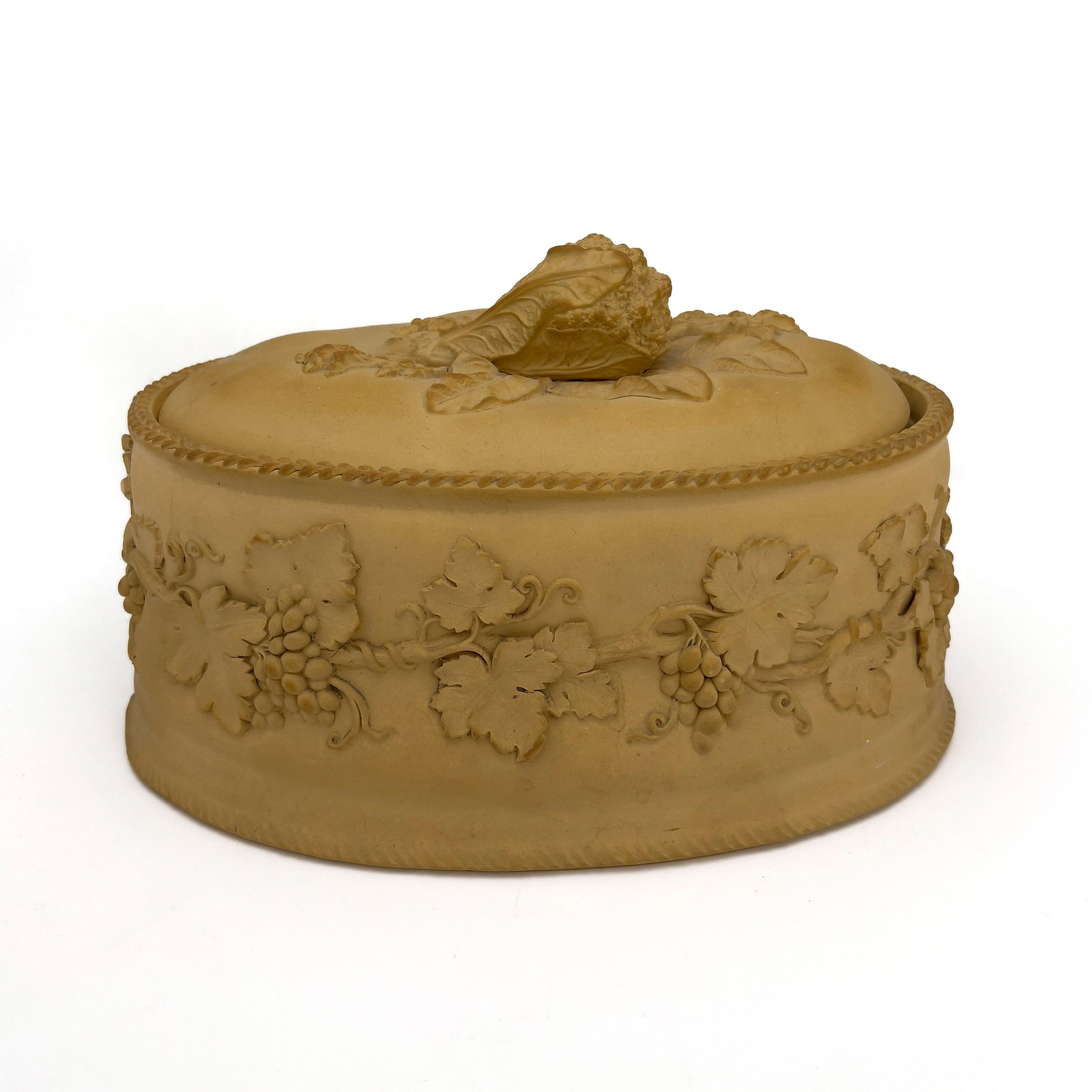 Wedgwood - A Relief-Molded Caneware Covered Vegetable Tureen: Lot 262 Wedgwood English Manufacturer (Founded 1759) A Relief-Molded Caneware Covered Vegetable Tureen (19th century) Caneware (unglazed stoneware) 7 x 12 x 8 inches incised mark Description: An E