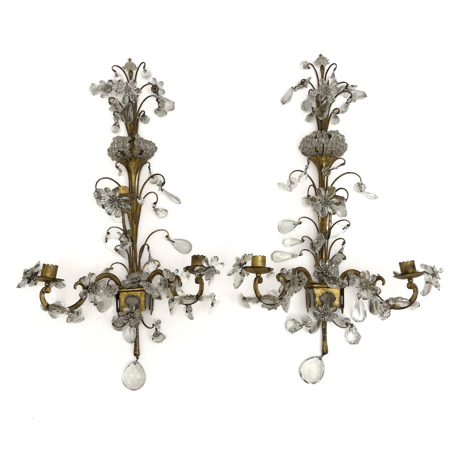 A Pair of Louis XV Style Gilt-Bronze and Crystal Wall Sconces (1 of 3)