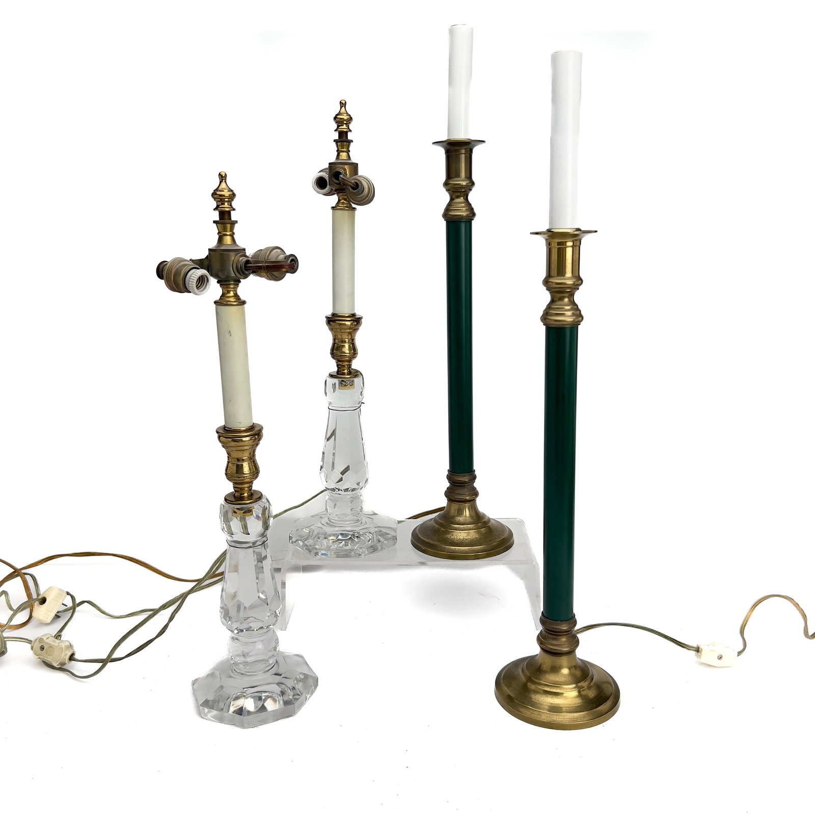 Pair of Schneider Crystal Lamps and Two Neoclassical Lamps (1 of 7)