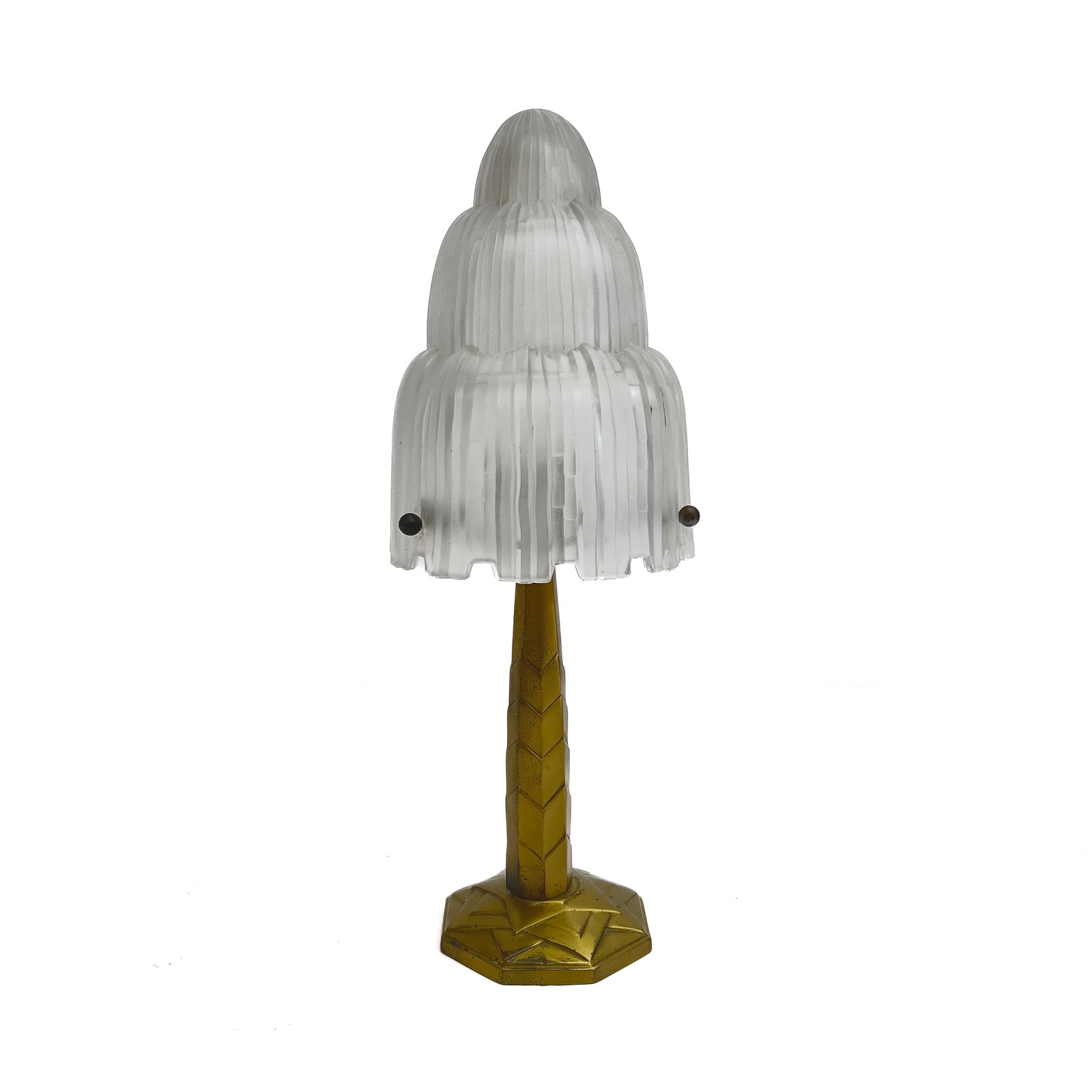 Art Deco Style Mixed-Metal and Molded Frosted Glass Table Lamp (1 of 4)