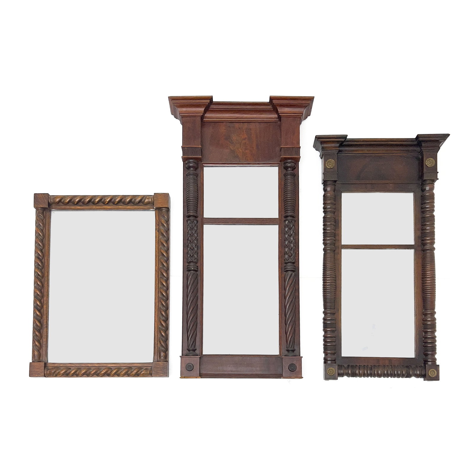 An Architectural Oak Twist Frame Mirror and Two Wood Pier Mirrors (1 of 2)