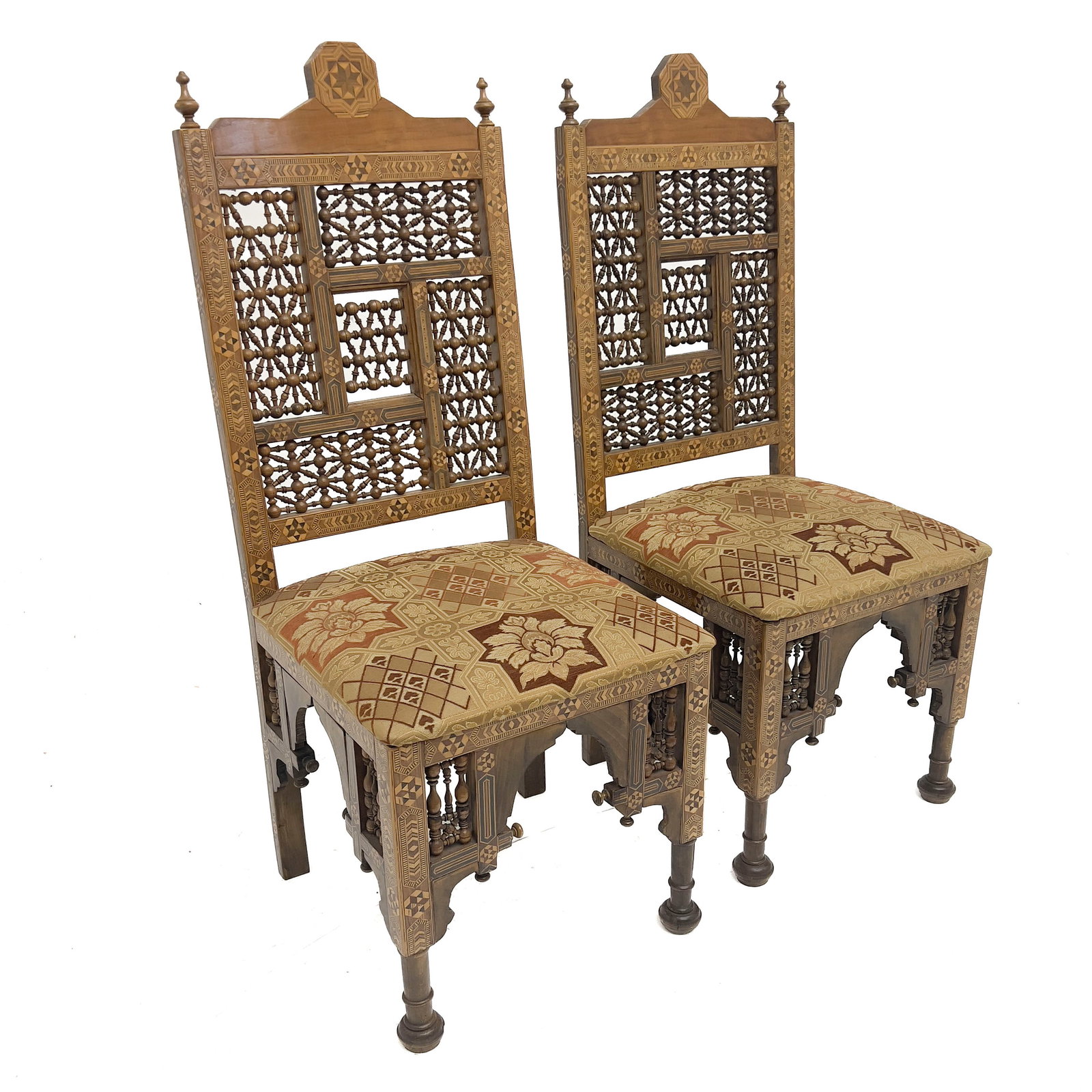 A Pair of Moroccan Carved Walnut Chairs (1 of 4)