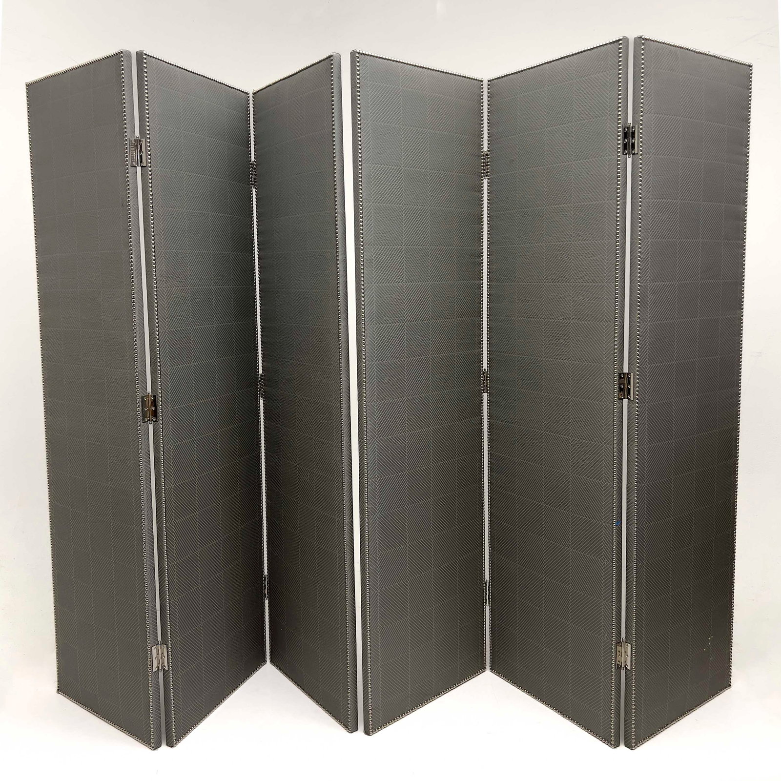A Pair of Modern Six-Panel Upholstered Folding Screens (1 of 2)