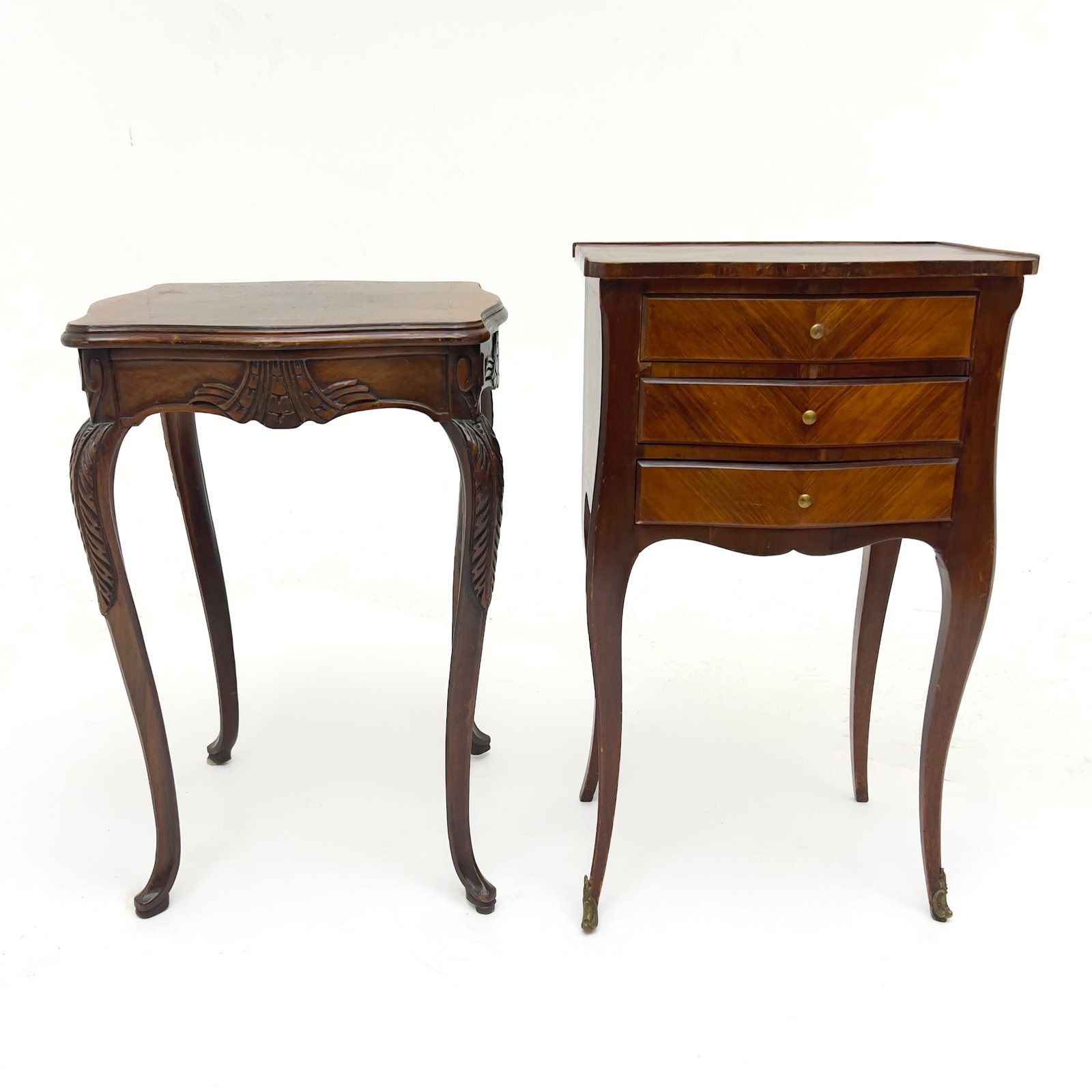 A Late Nineteenth-Century Marquetry Nightstand and a Twentieth-Century Accent Table, Louis XV Style (1 of 5)