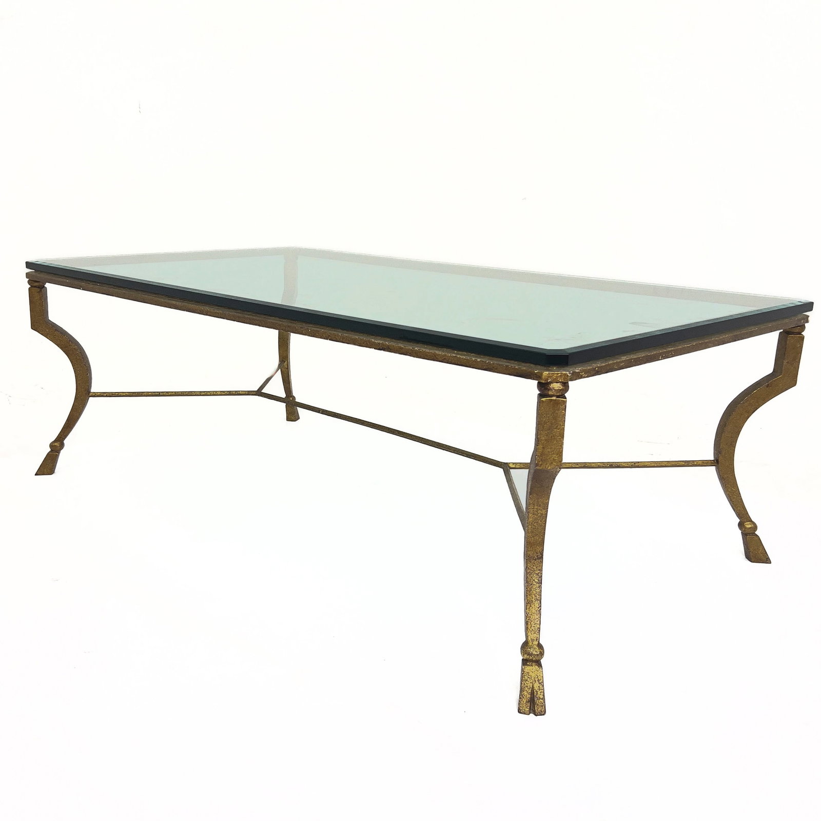 Neoclassical Style Cast Brass and Beveled Glass Coffee Table (1 of 3)