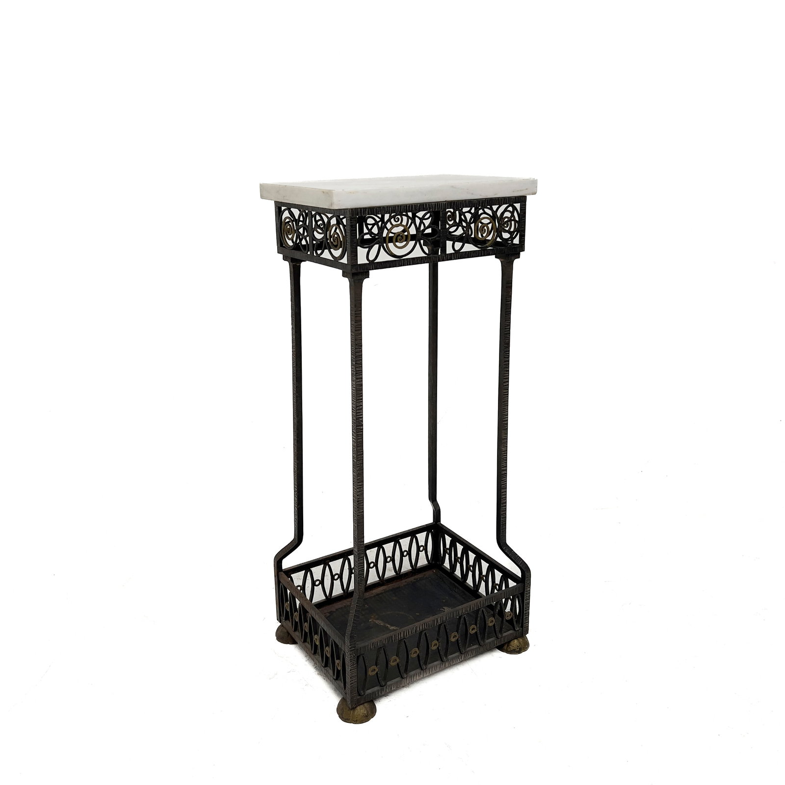 Art Deco Style Wrought Iron and Brass Pedestal Plant Stand (1 of 4)