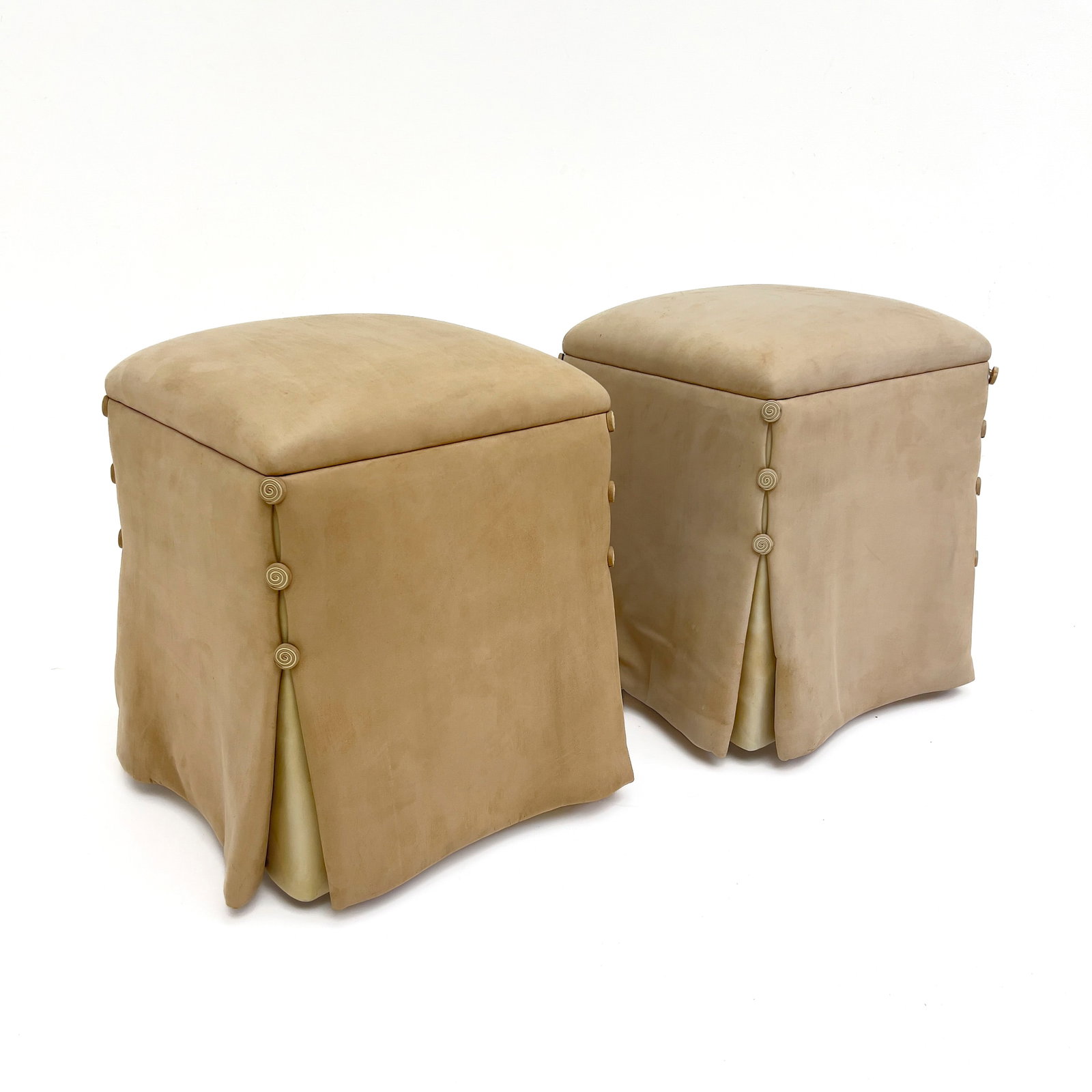 Pair of Contemporary Upholstered Custom Pouf Stools by J. Robert Scott, American (1 of 4)