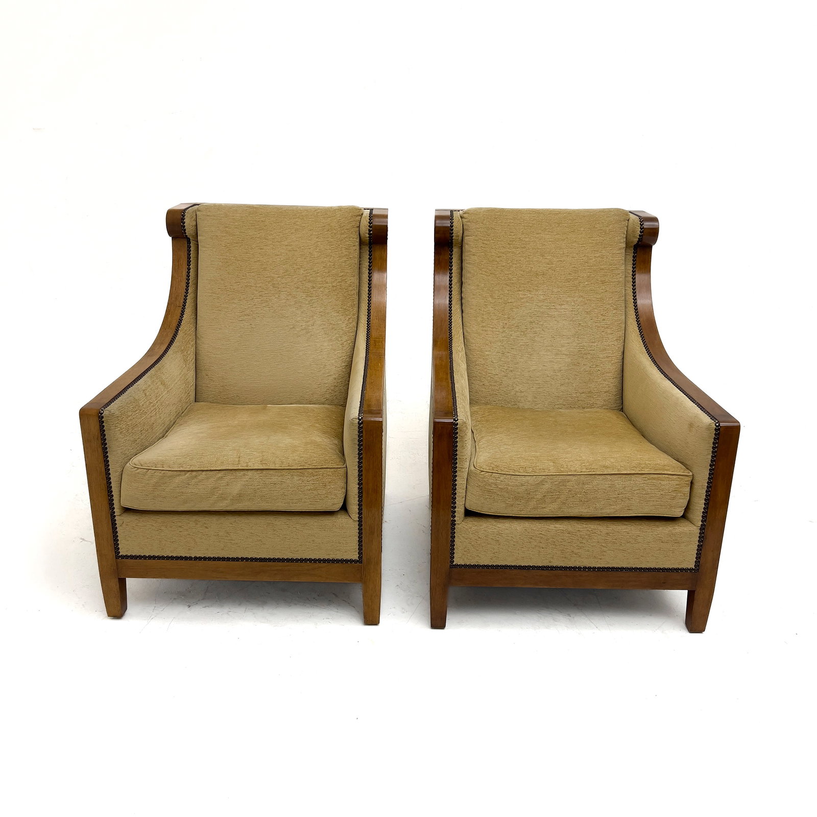 Pair of Contemporary Neoclassical Style Upholstered \”London Club\” Lounge Chairs by (1 of 5)
