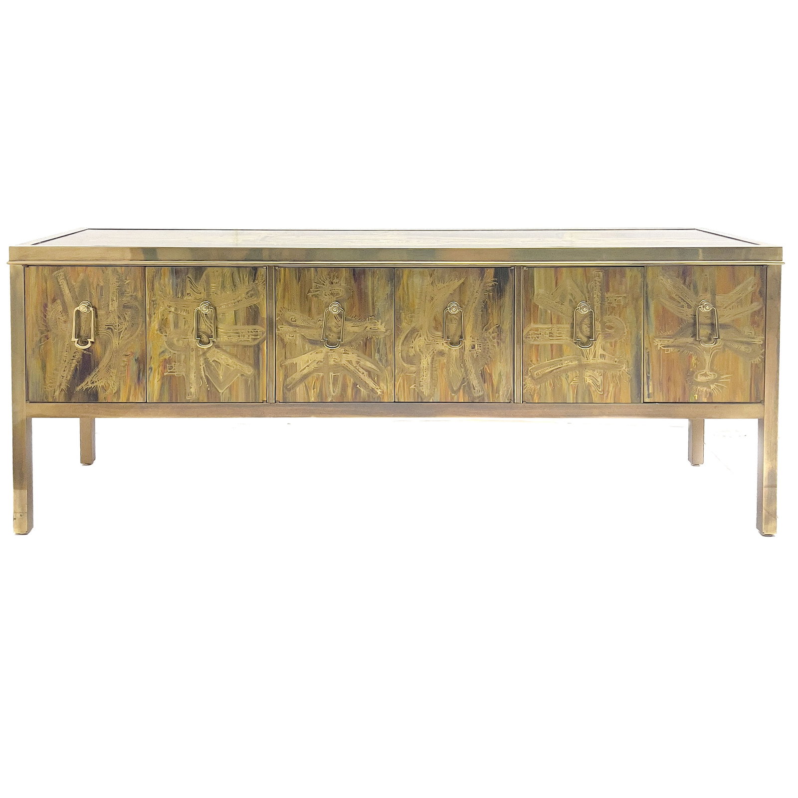 An Acid-Etched Brass and Credenza - Bernard Rohne for Mastercraf (1 of 5)