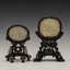 SET OF 2 PCS 19TH C JADE OVAL MEDALLION TABLE SCREEN