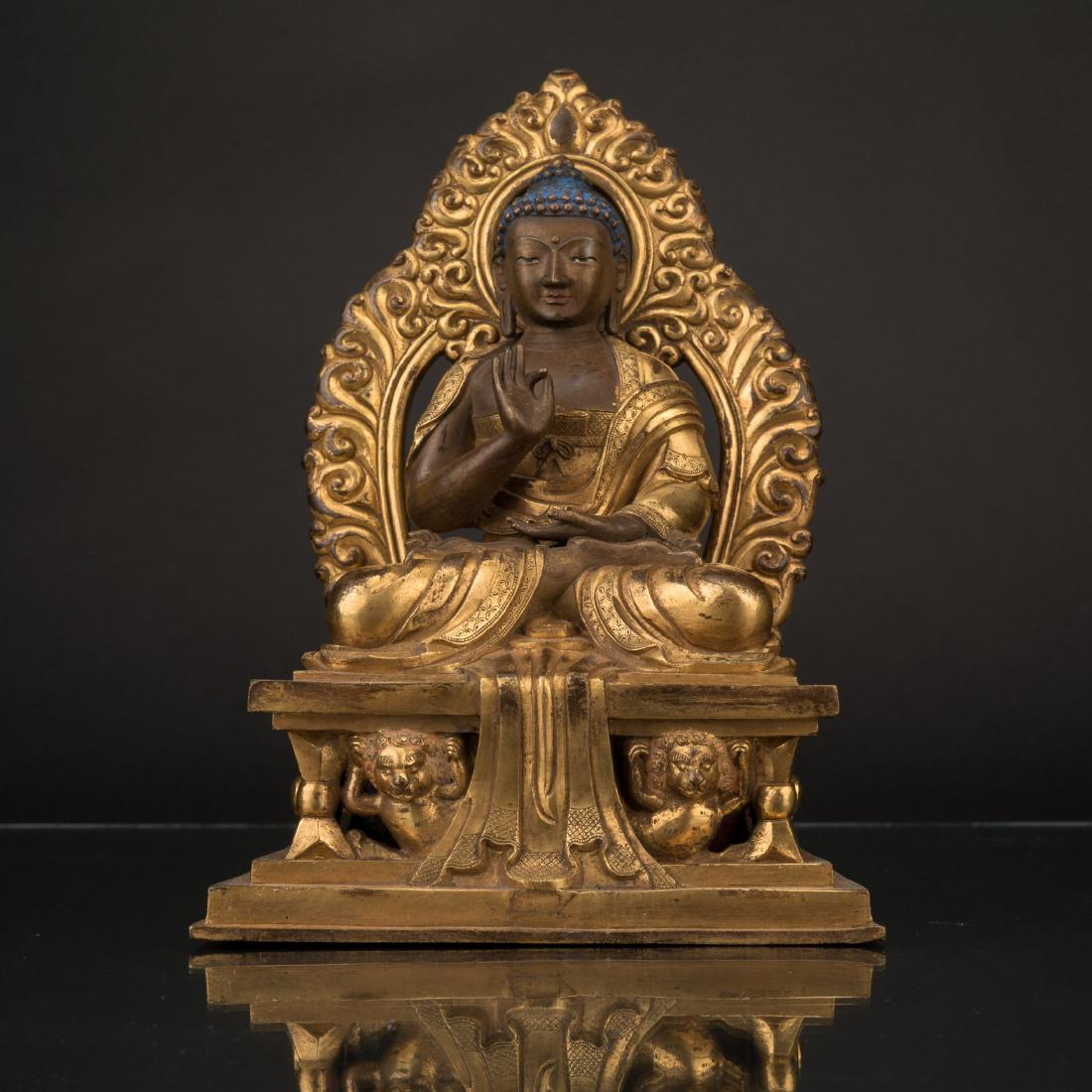 18TH C CHINESE QING GILT BRONZE AMOGASIDDHI BUDDHA (1 of 11)