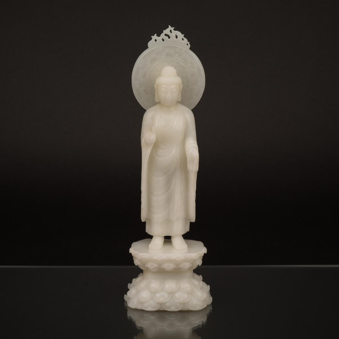 WHITE JADE STANDING SHAKYAMUNI BUDDHA (1 of 10)