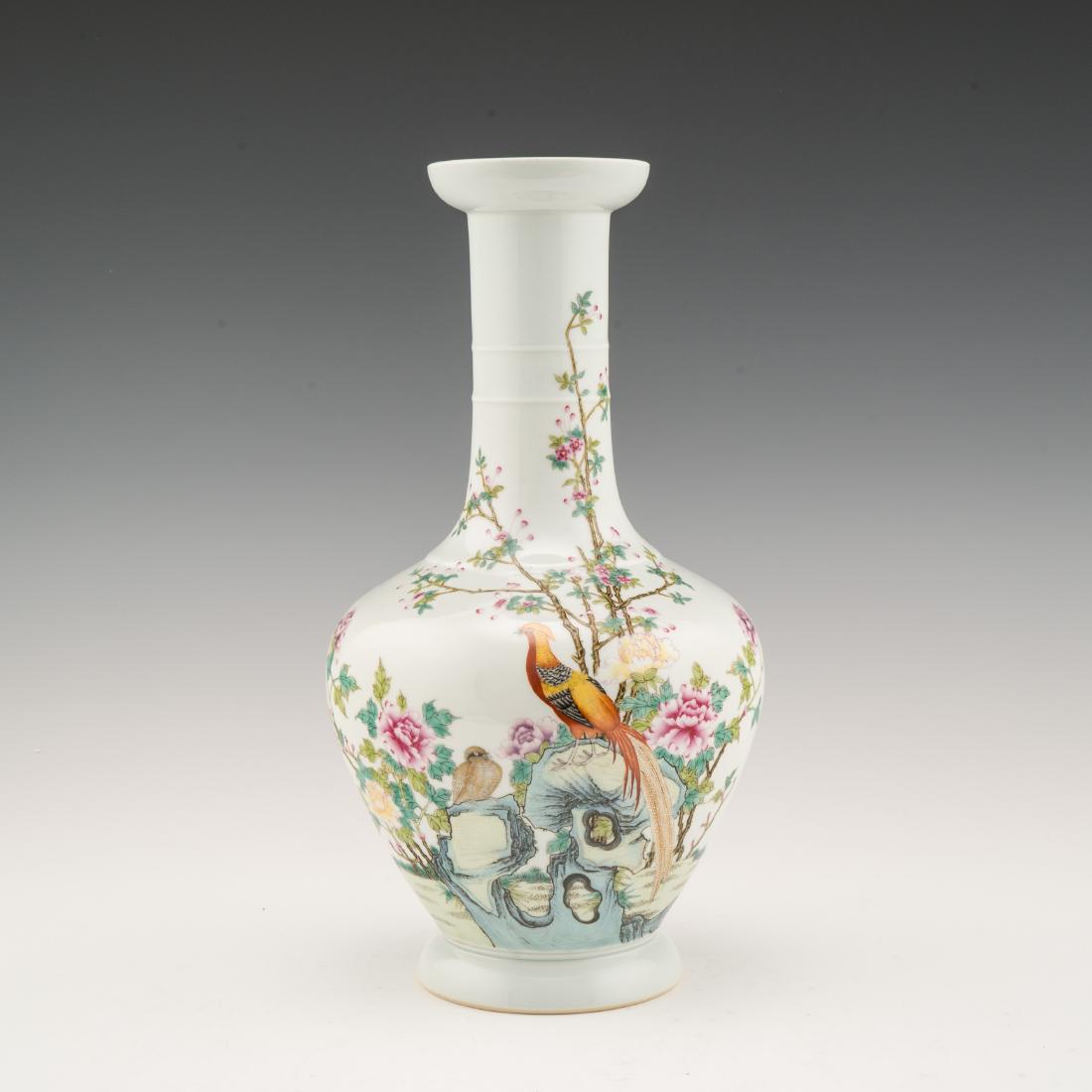 YONGZHENG POLYCHROME PHOENIX TAIL VASE (1 of 11)